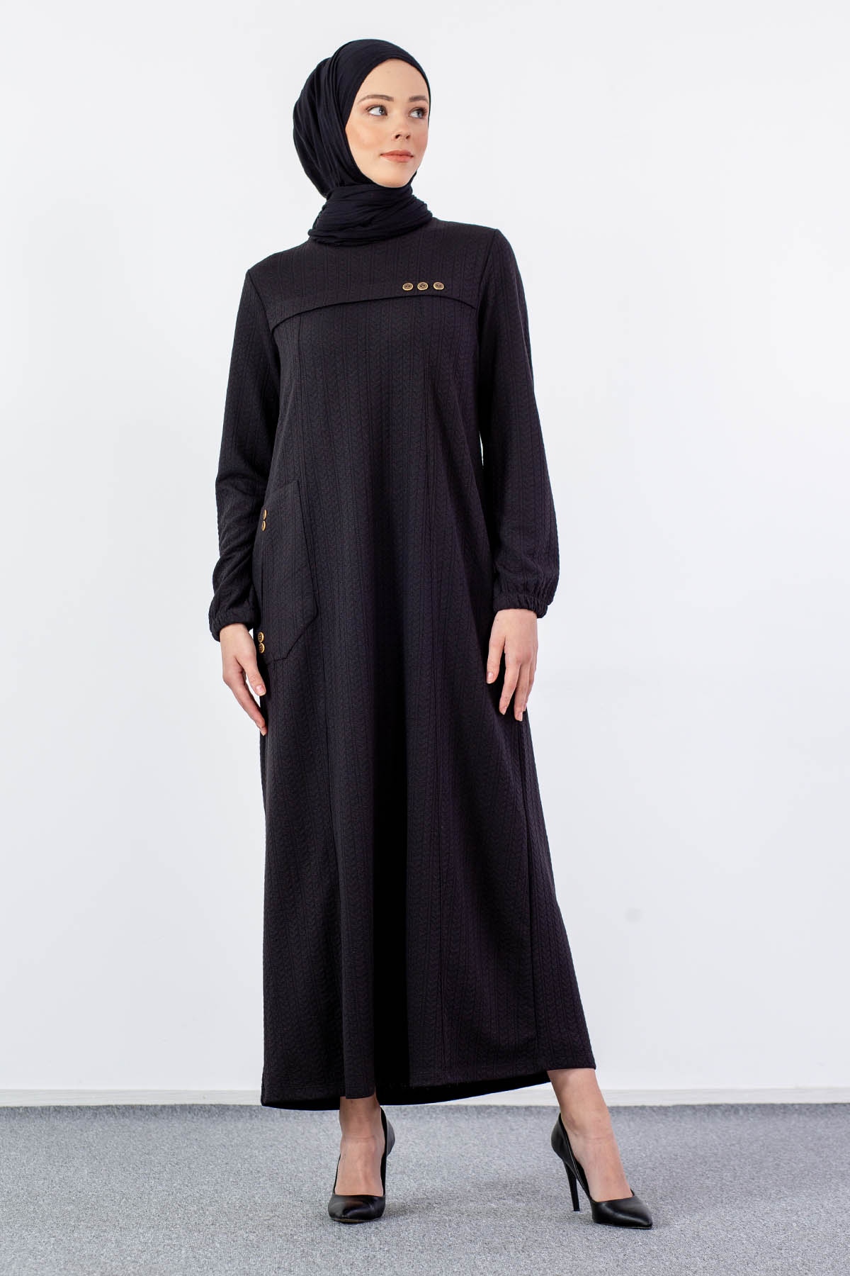 N2682 Elbise 2-3-4-5-6-7 - Siyah - 1