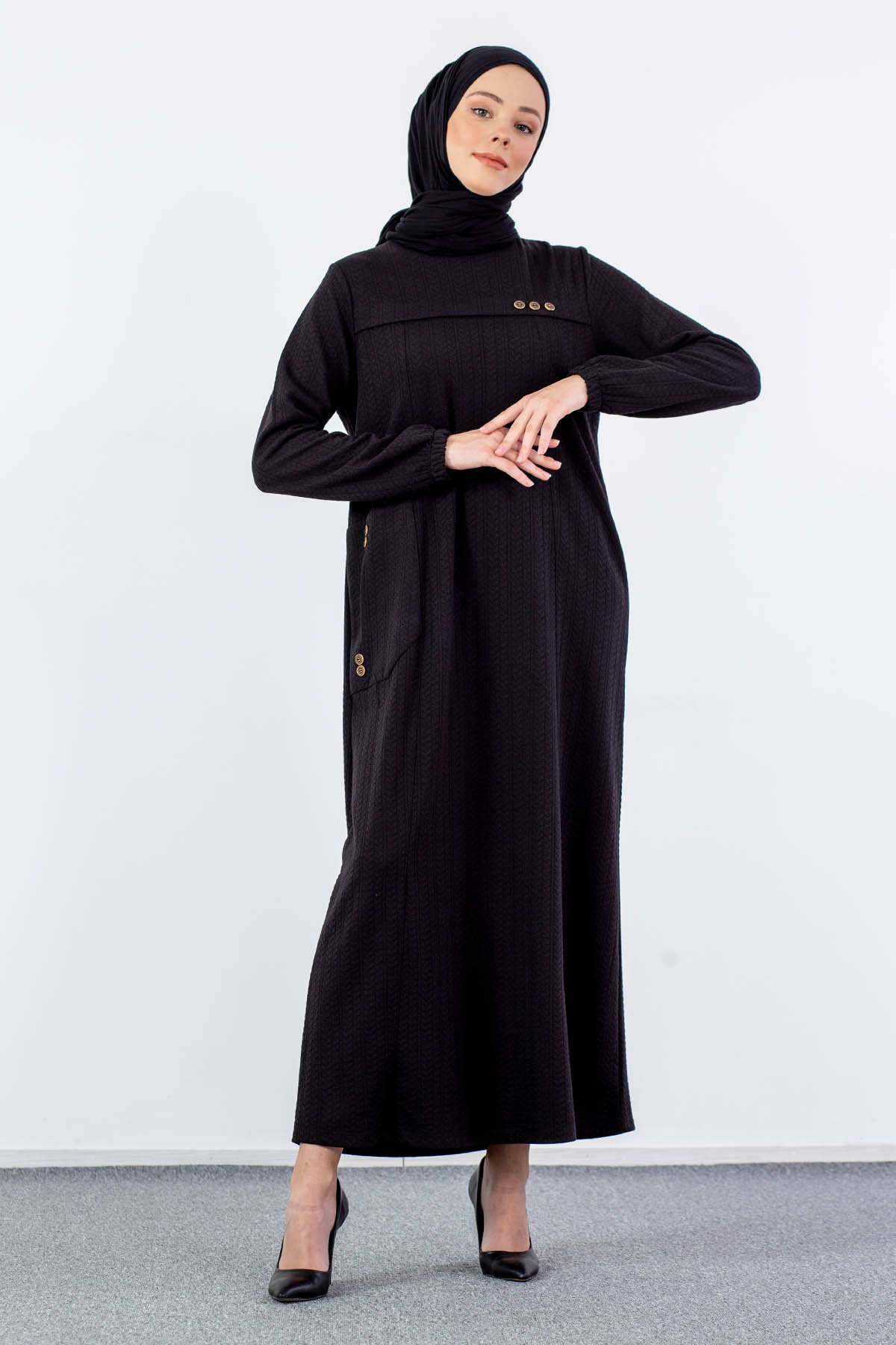 N2682 Elbise 2-3-4-5-6-7 - Siyah - 2