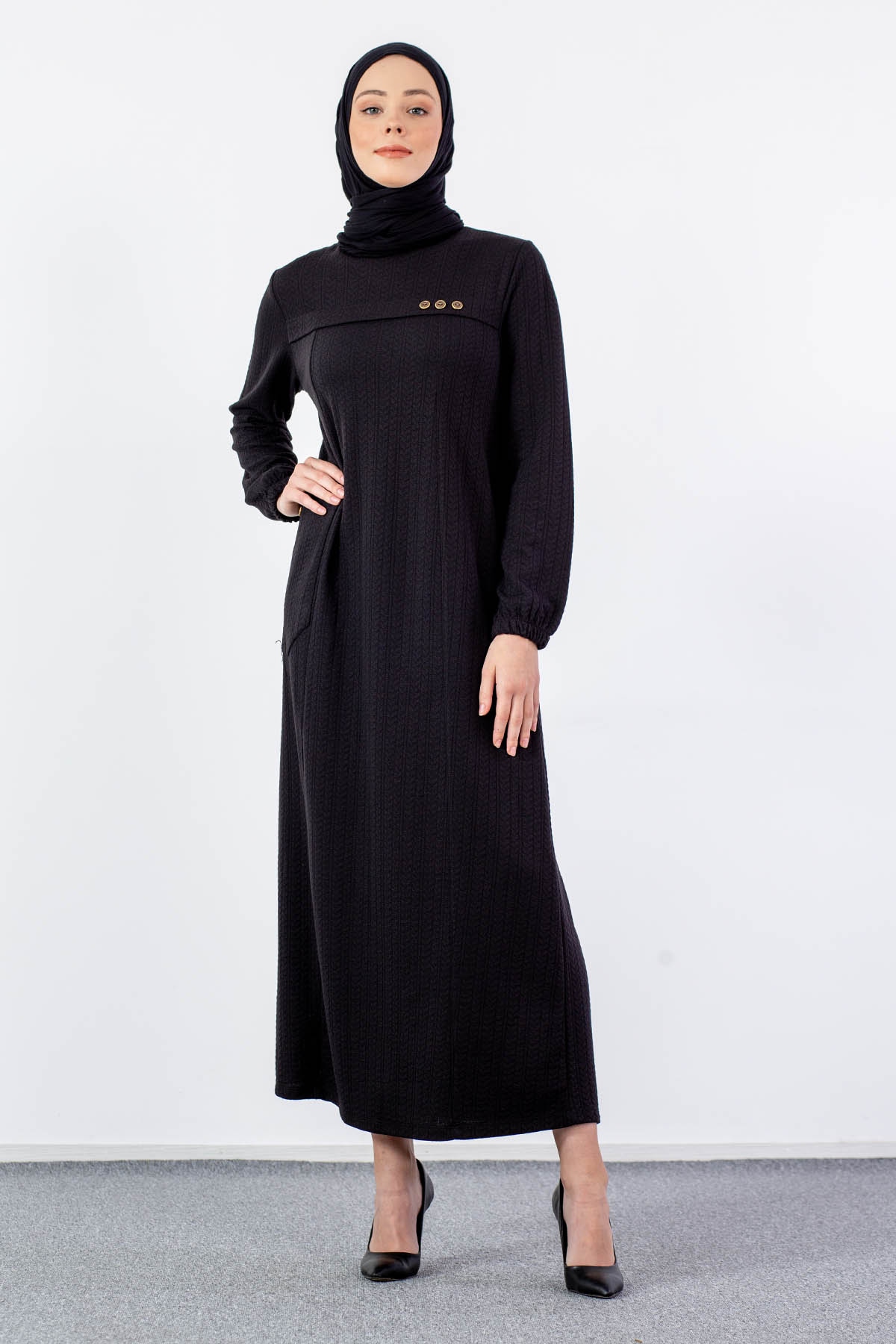 N2682 Elbise 2-3-4-5-6-7 - Siyah - 3