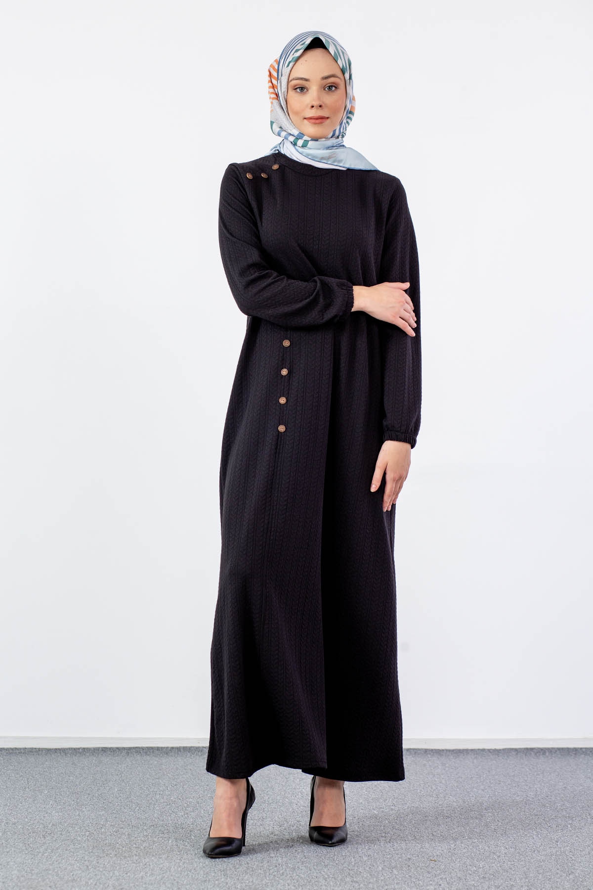 N2688 Elbise 1-2-3-4-5-6 - Siyah - 1