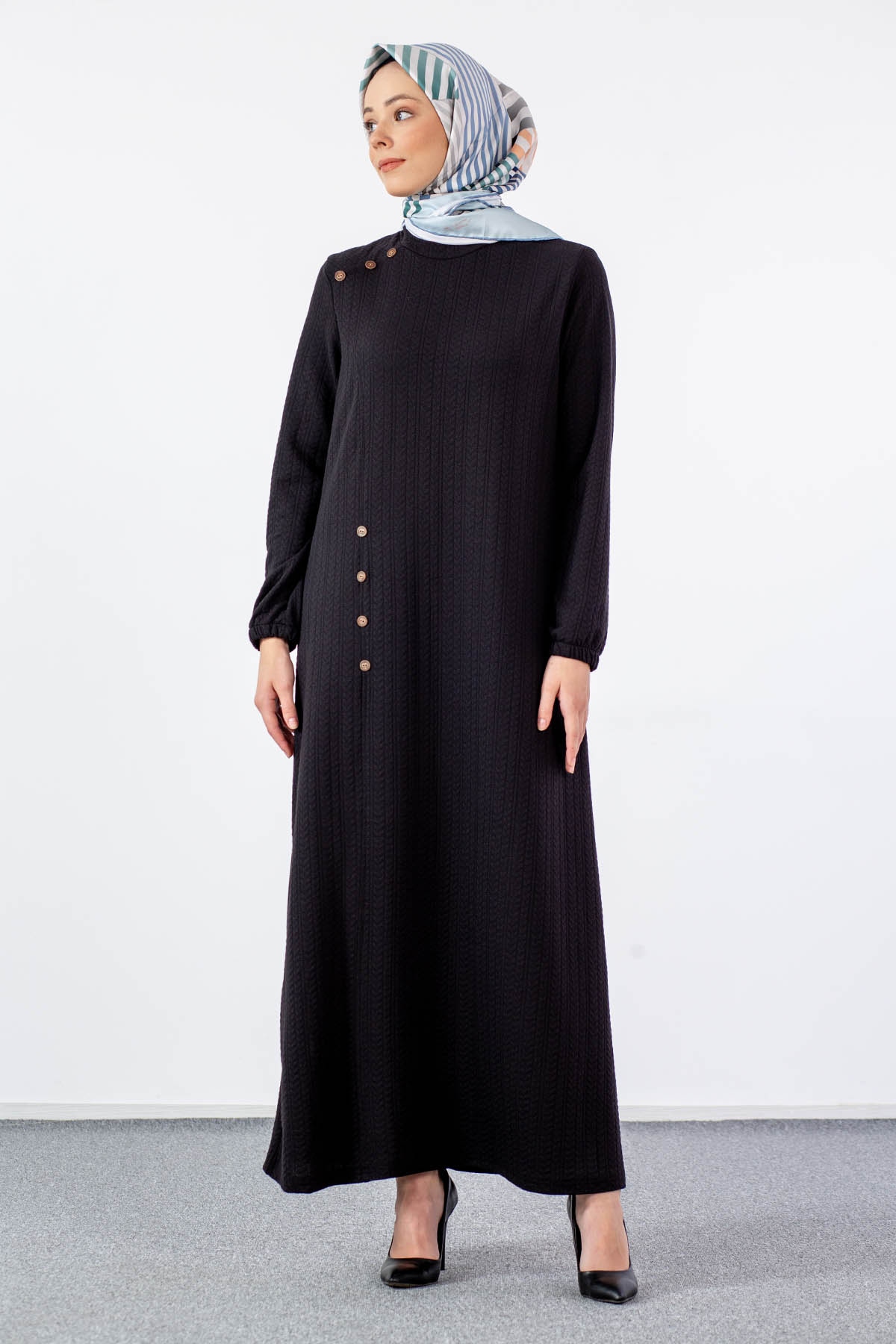 N2688 Elbise 1-2-3-4-5-6 - Siyah - 3