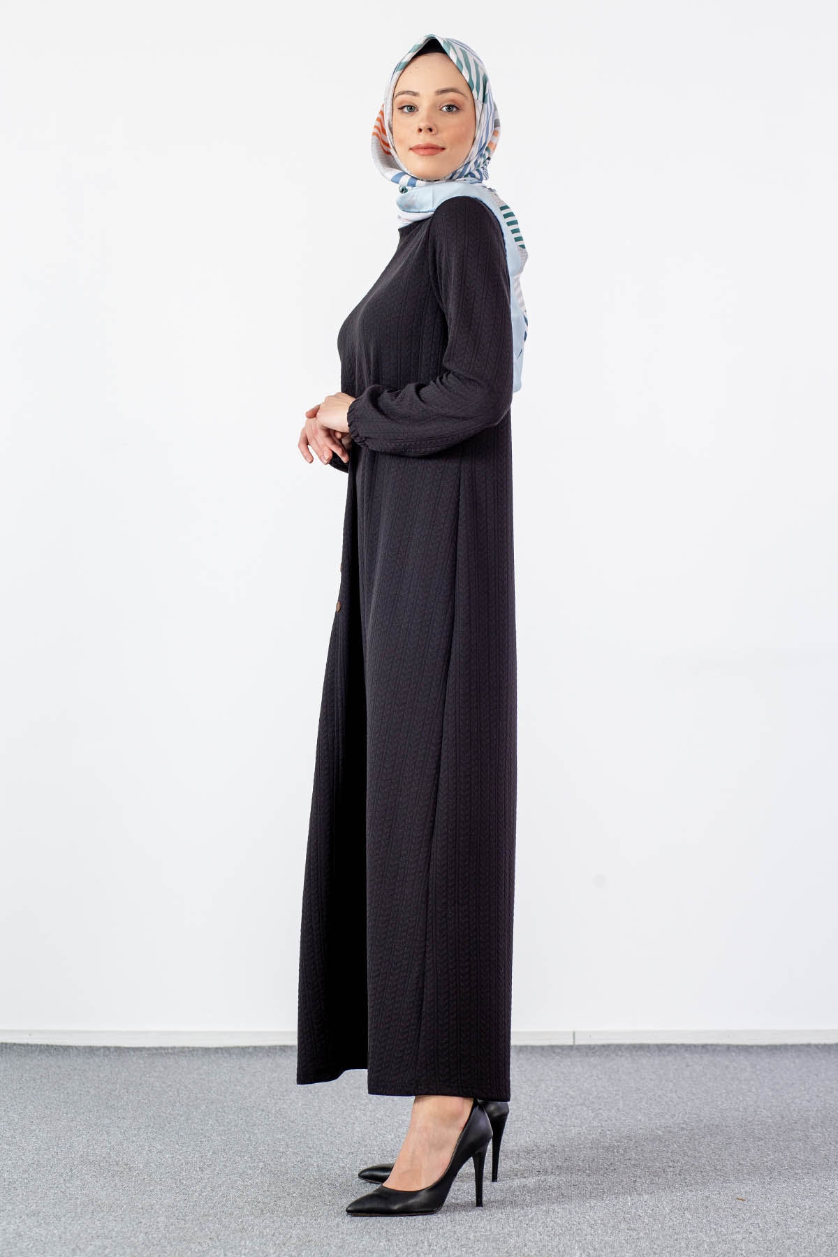 N2688 Elbise 1-2-3-4-5-6 - Siyah - 4