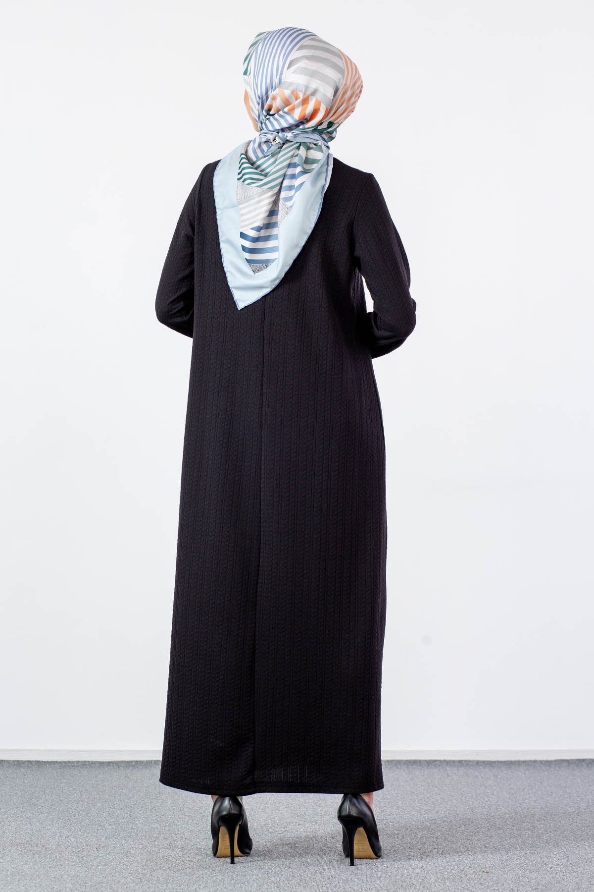 N2688 Elbise 1-2-3-4-5-6 - Siyah - 5