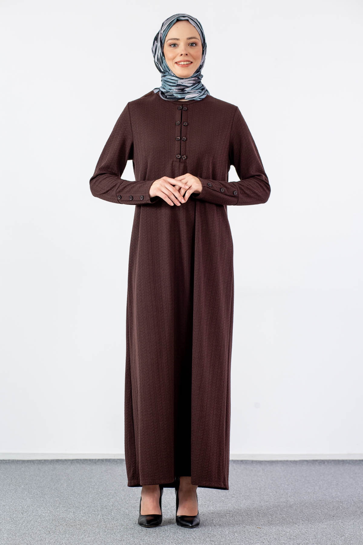 N2690 Elbise 2-3-4-5-6-7 - Kahve - 1