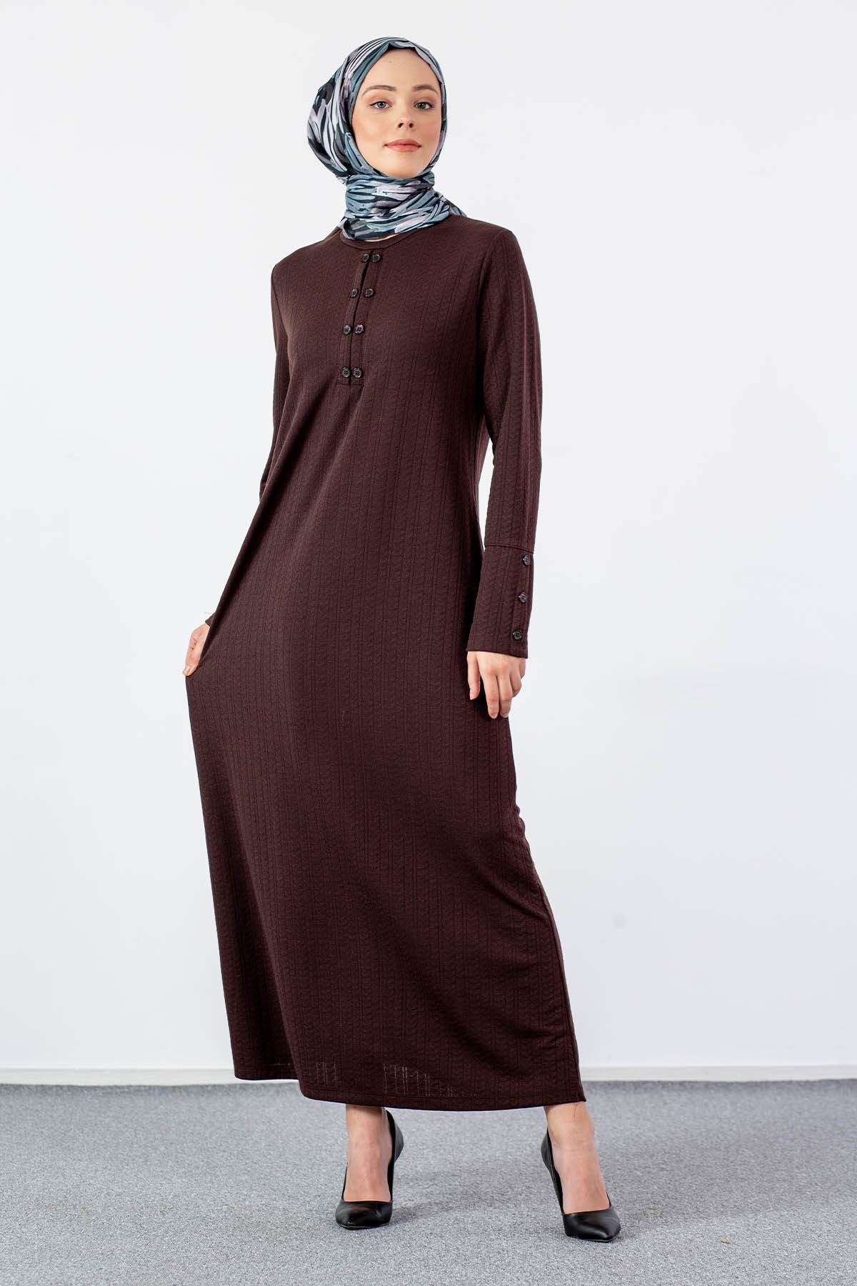 N2690 Elbise 2-3-4-5-6-7 - Kahve - 2