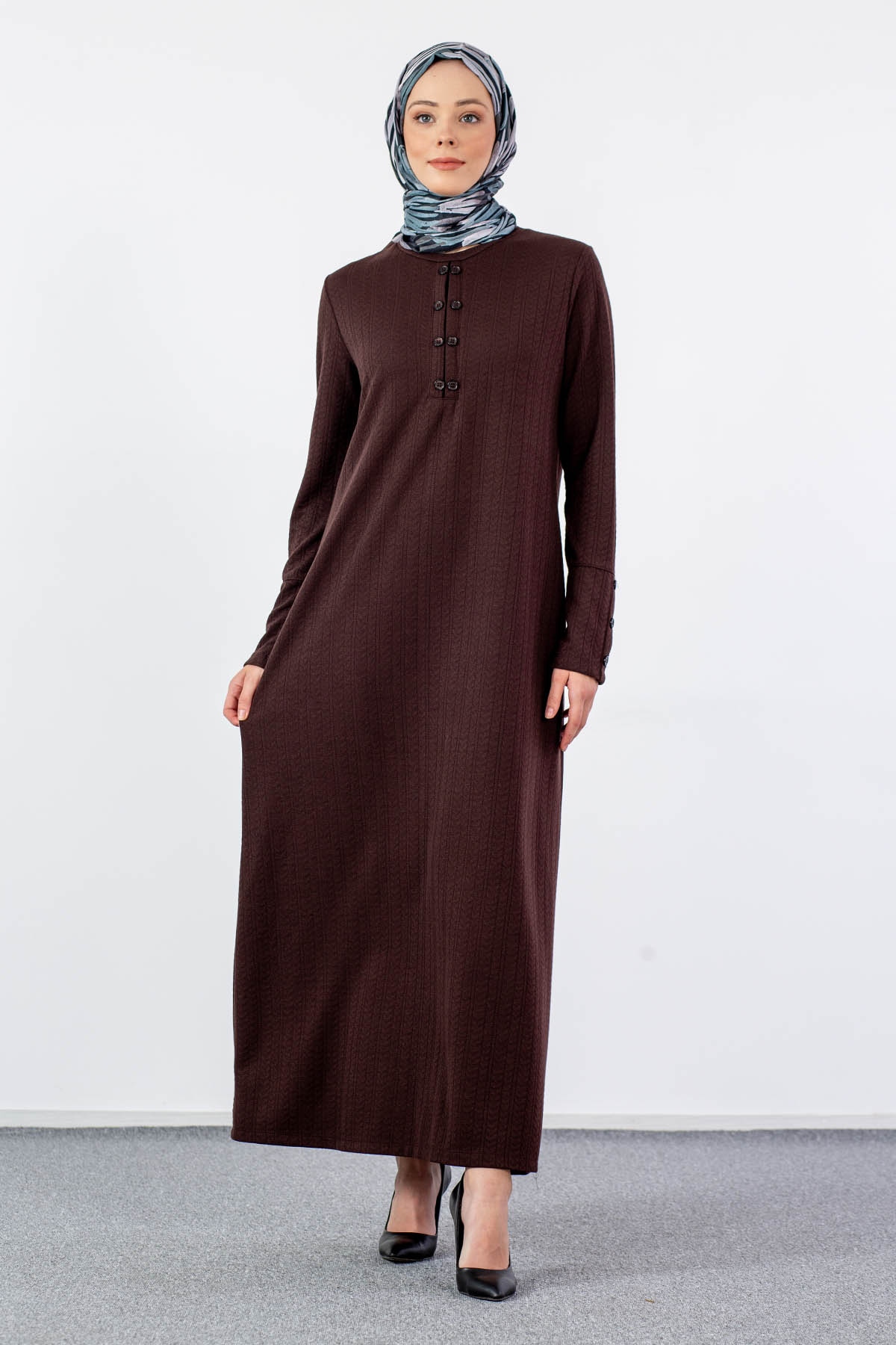 N2690 Elbise 2-3-4-5-6-7 - Kahve - 3