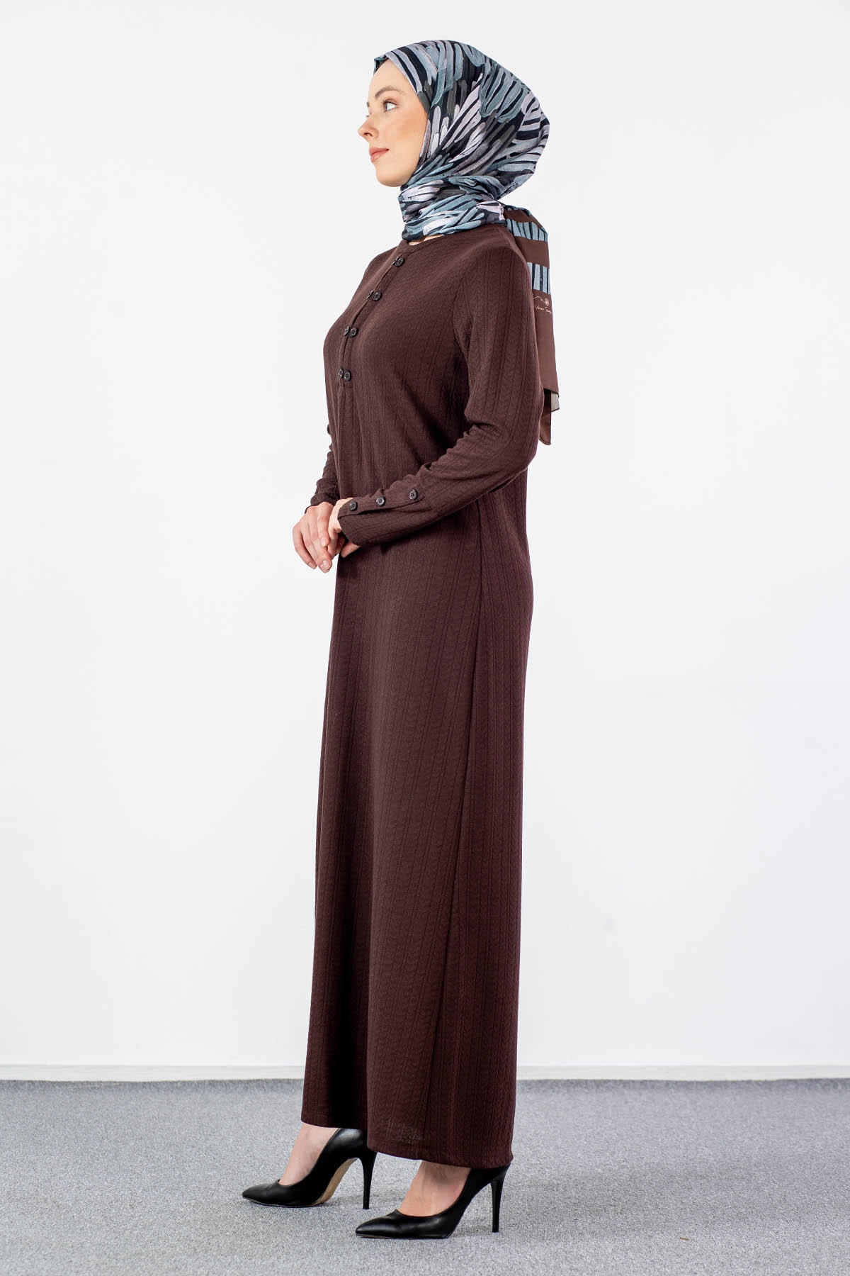 N2690 Elbise 2-3-4-5-6-7 - Kahve - 4