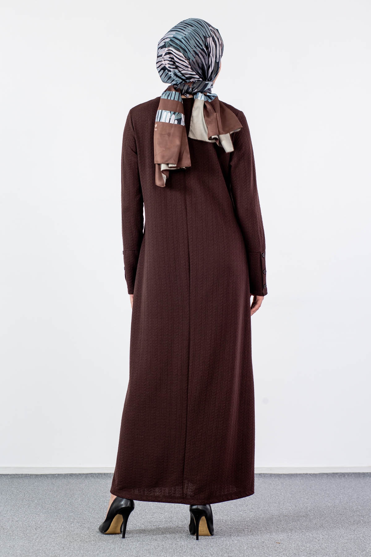 N2690 Elbise 2-3-4-5-6-7 - Kahve - 5