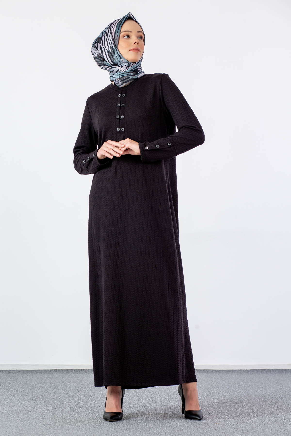N2690 Elbise 2-3-4-5-6-7 - Siyah - 1