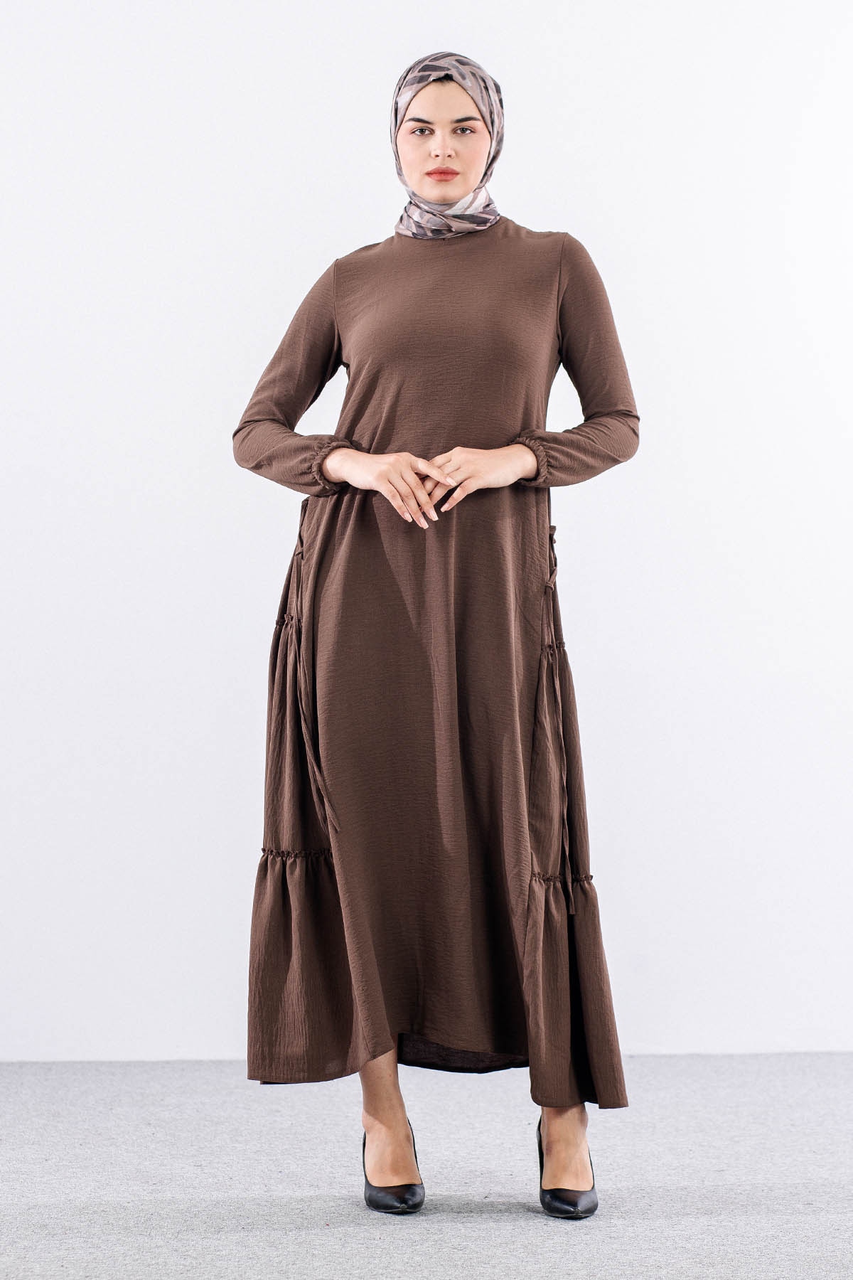 N2817 Elbise 42-52 Yan Detay - Vizon - 2