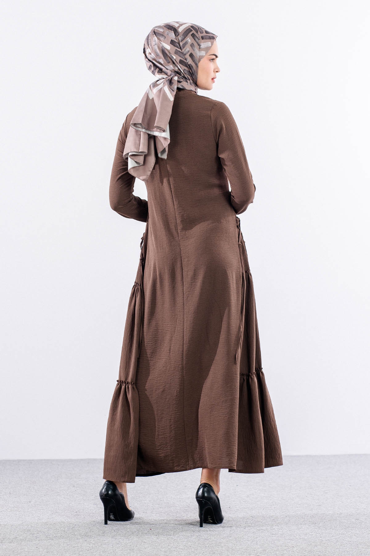 N2817 Elbise 42-52 Yan Detay - Vizon - 6