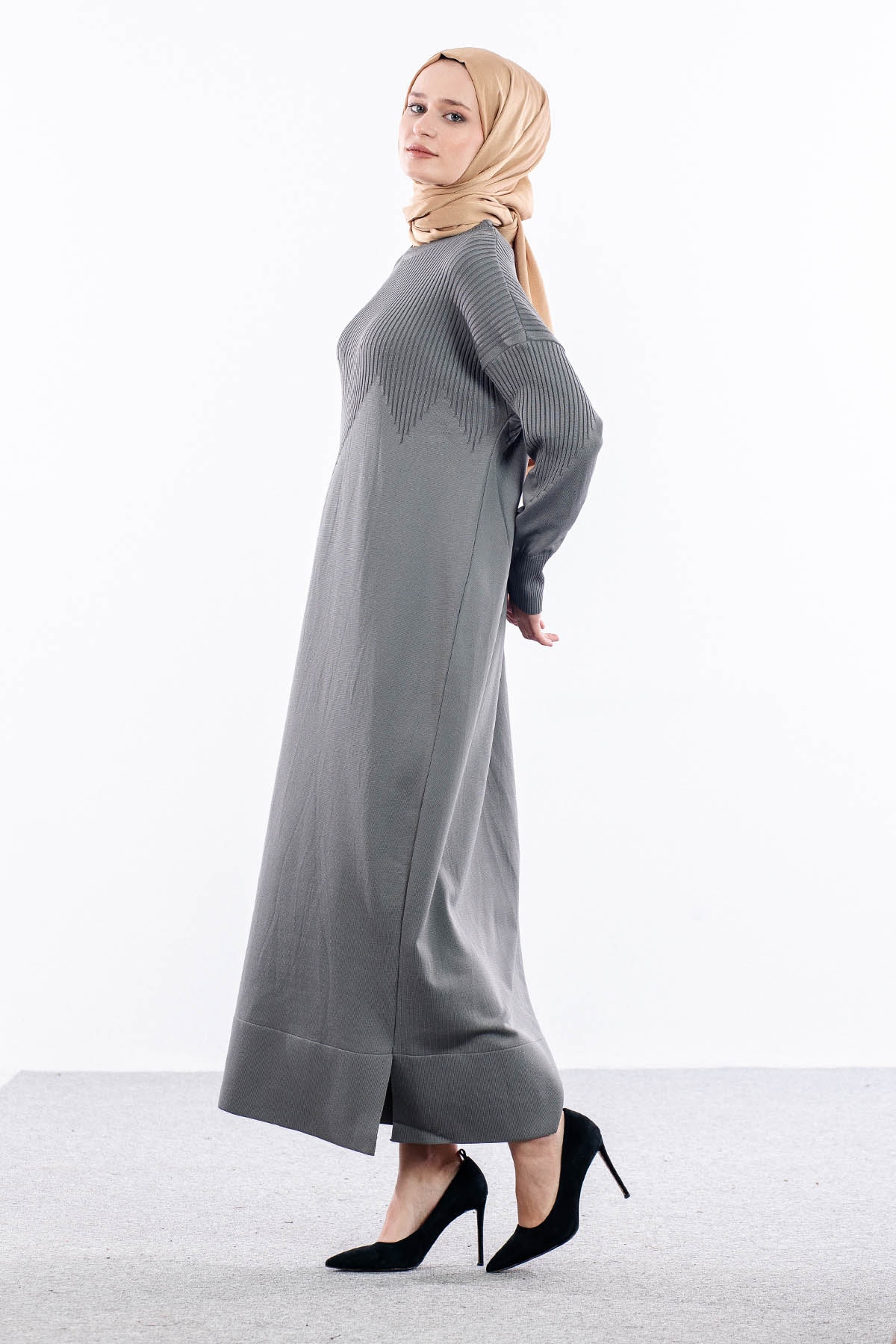 N340 Triko Elbi̇se Tek - Antrasit - 3