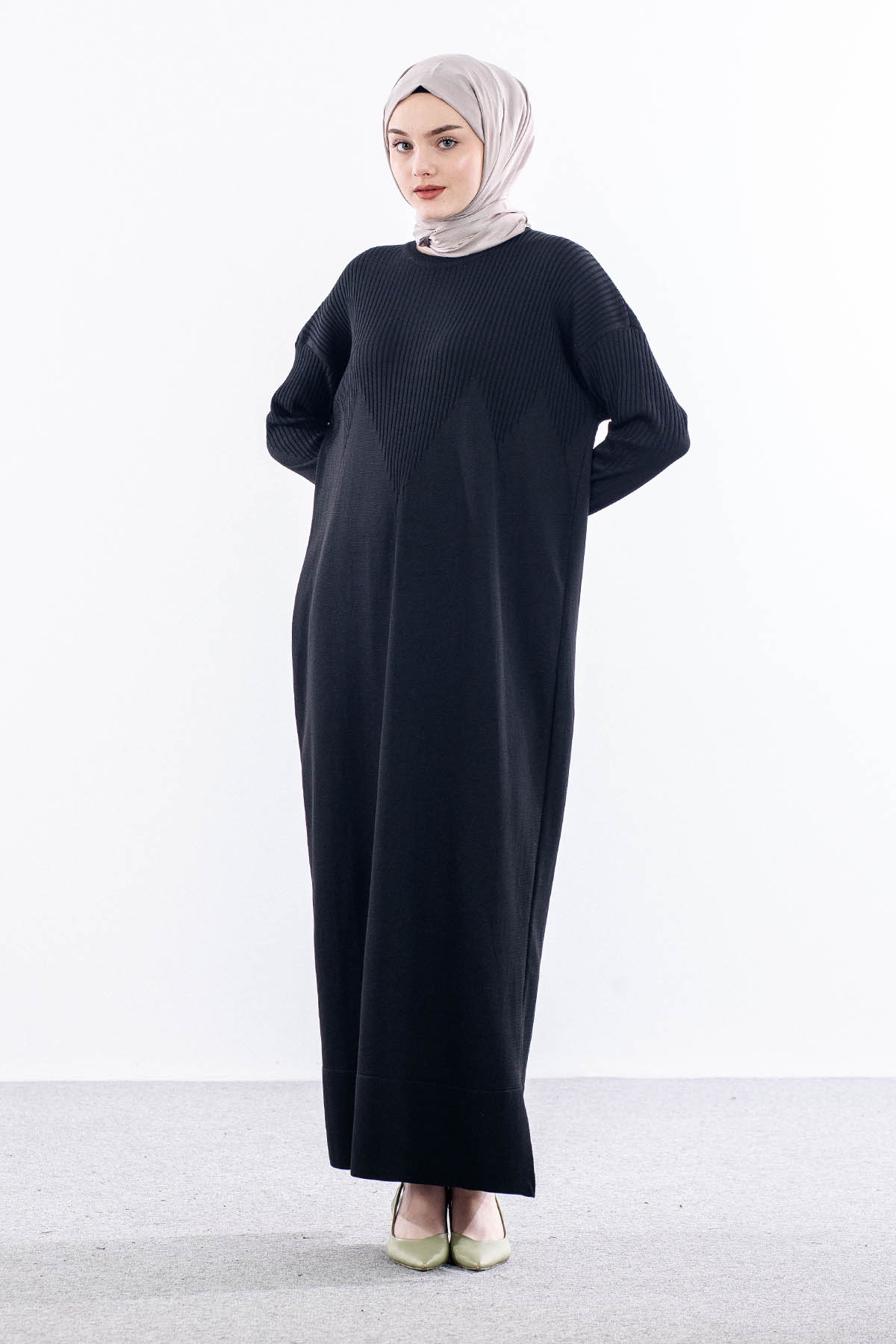 N340 Triko Elbi̇se Tek - Siyah - 1