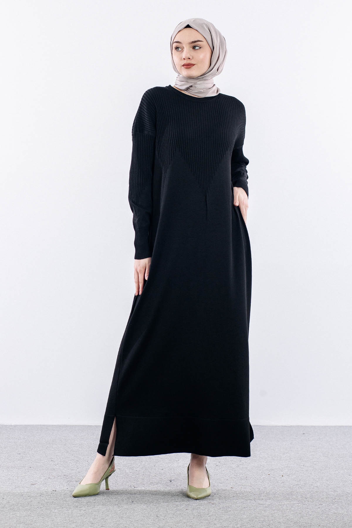 N340 Triko Elbi̇se Tek - Siyah - 3