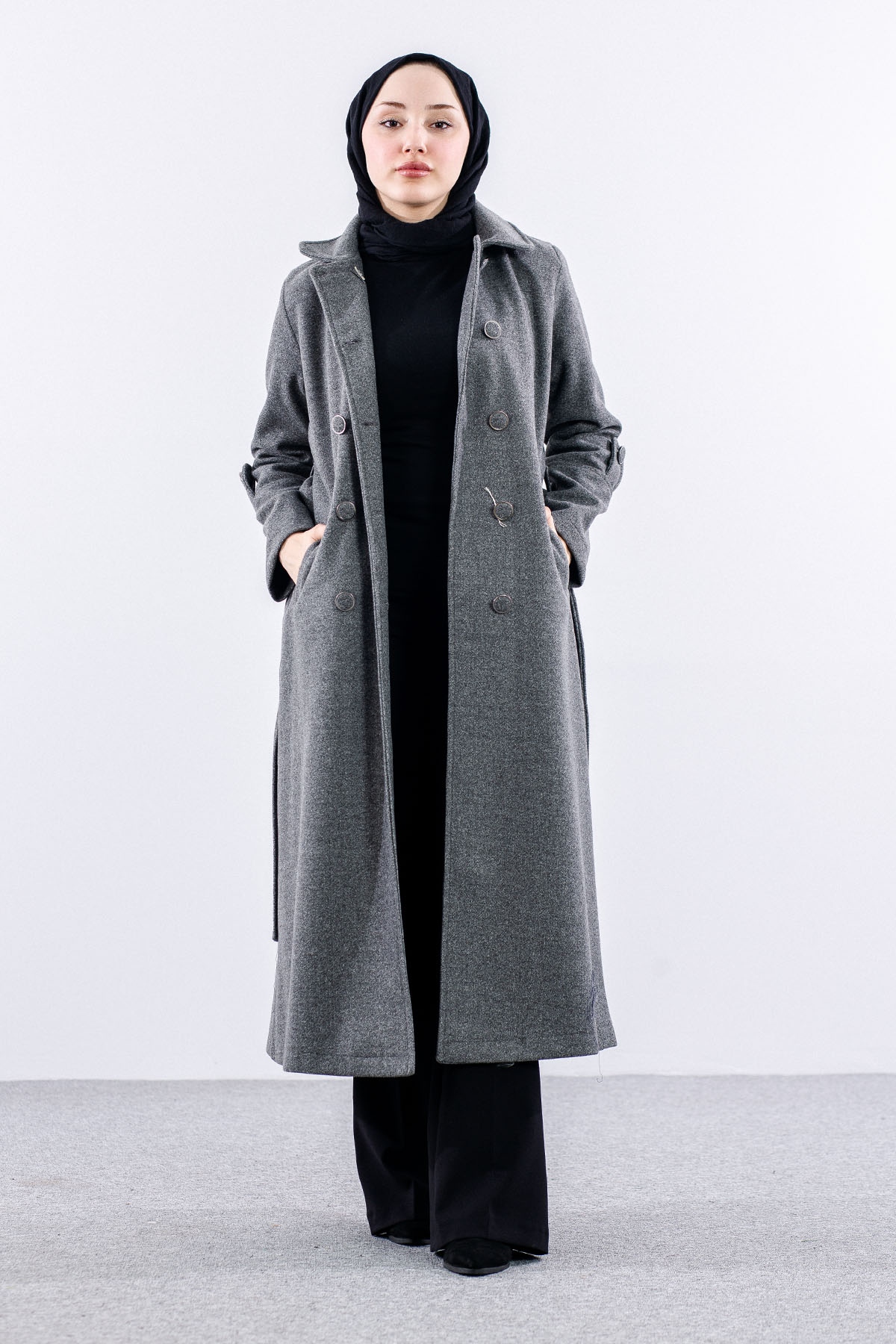 N3524 Kaşe Kaban 4-7 - Antrasit - 1