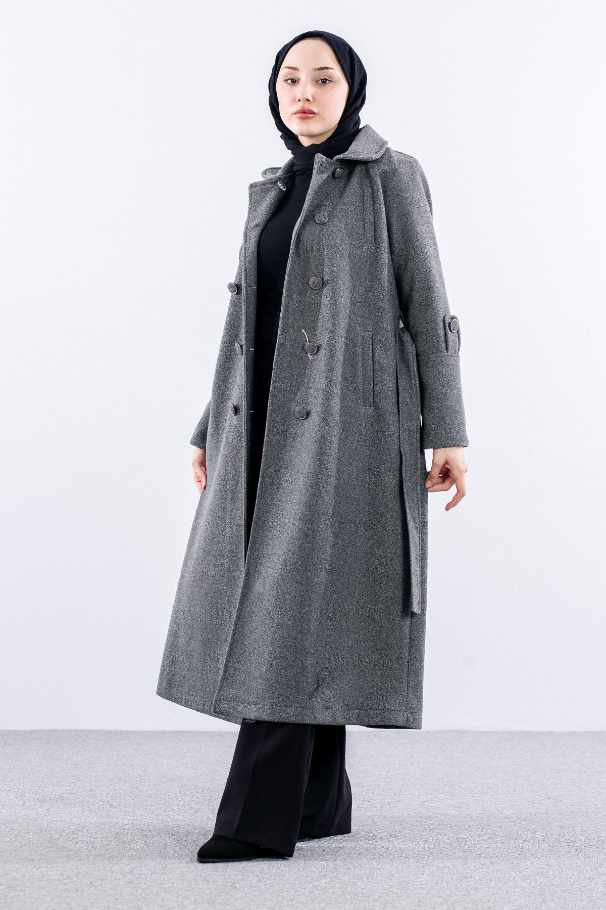 N3524 Kaşe Kaban 4-7 - Antrasit - 2