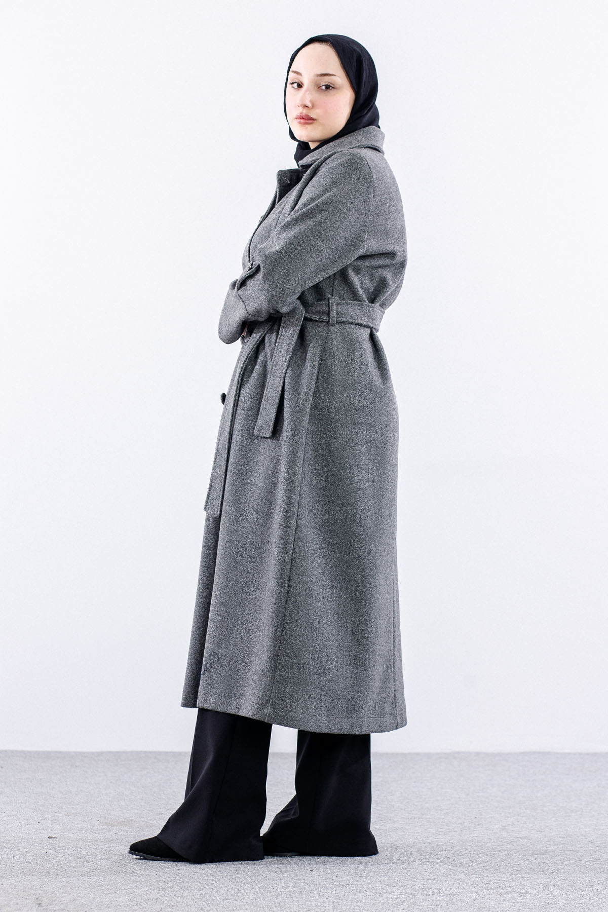 N3524 Kaşe Kaban 4-7 - Antrasit - 5