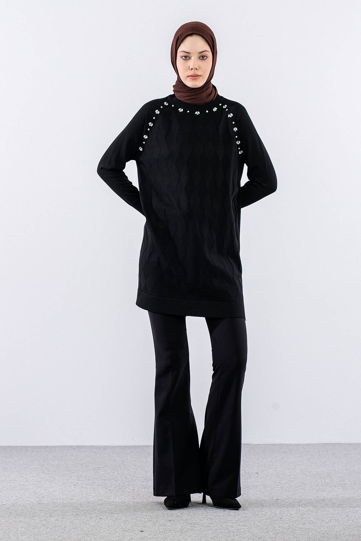 N5012 Triko Tunik Tek - Siyah - 1