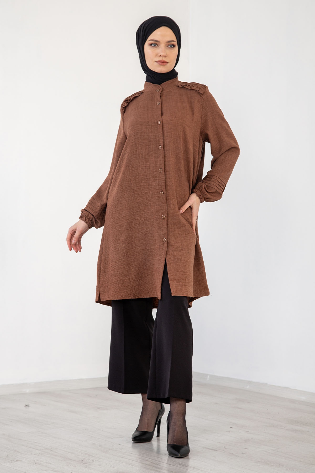 N7610 Nervür Tunik 48-54 - Kiremit - 1