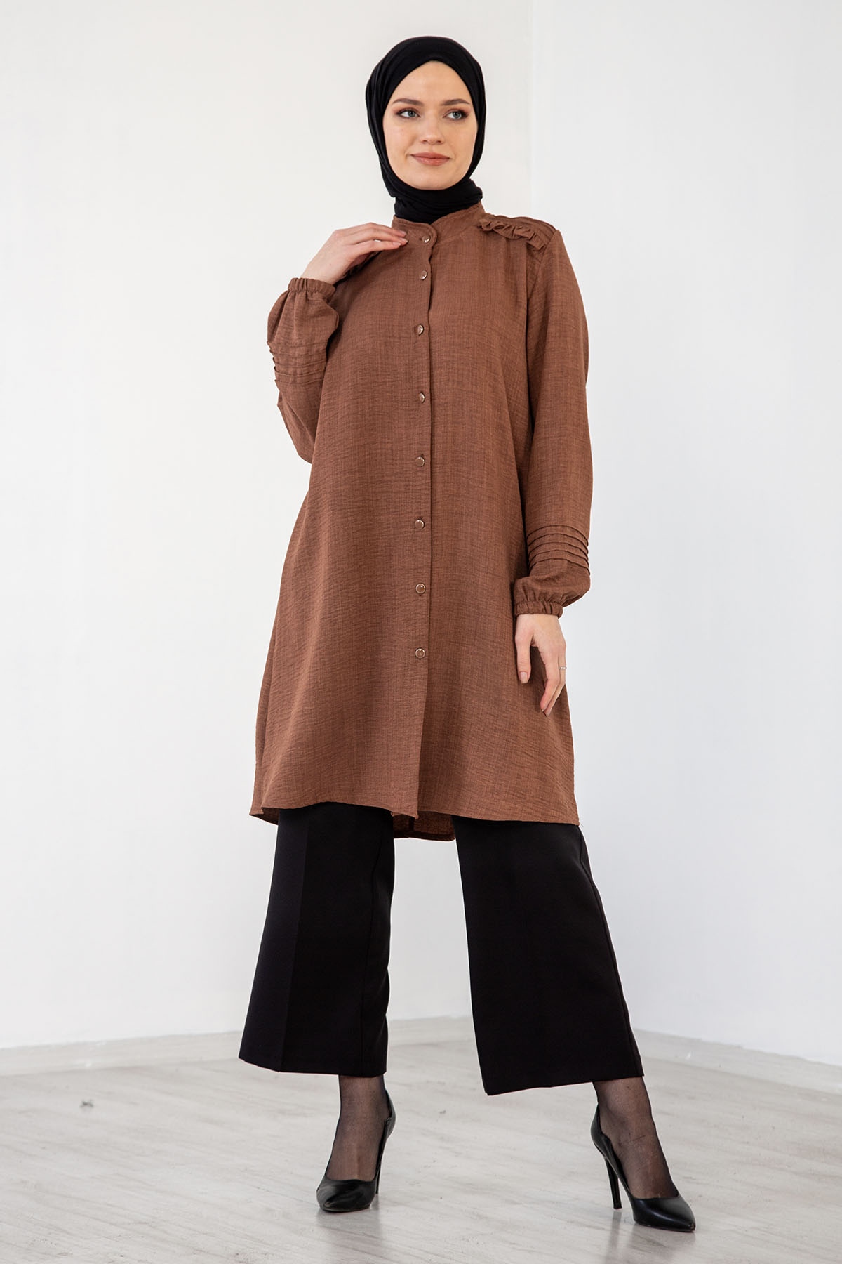 N7610 Nervür Tunik 48-54 - Kiremit - 3