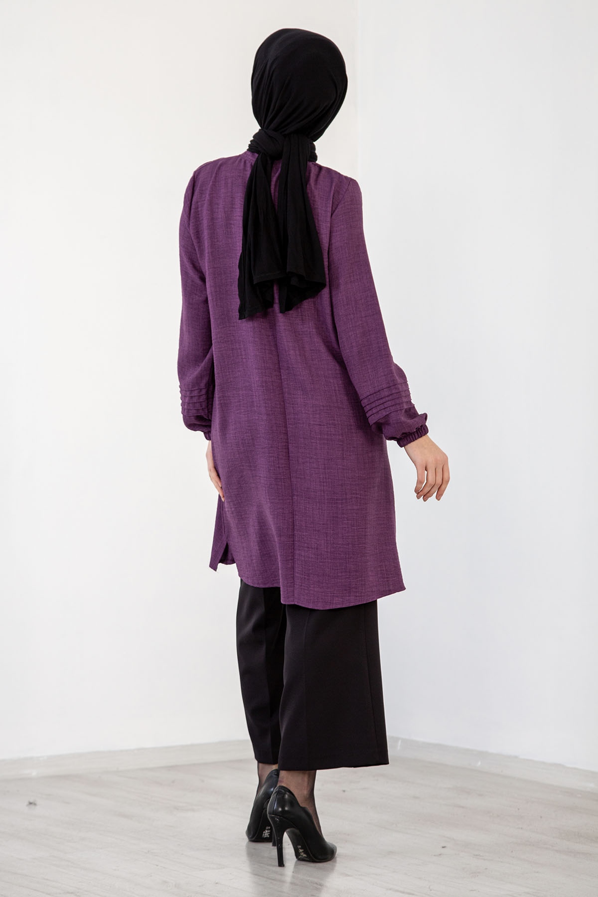 N7610 Nervür Tunik 48-54 - Mor - 6