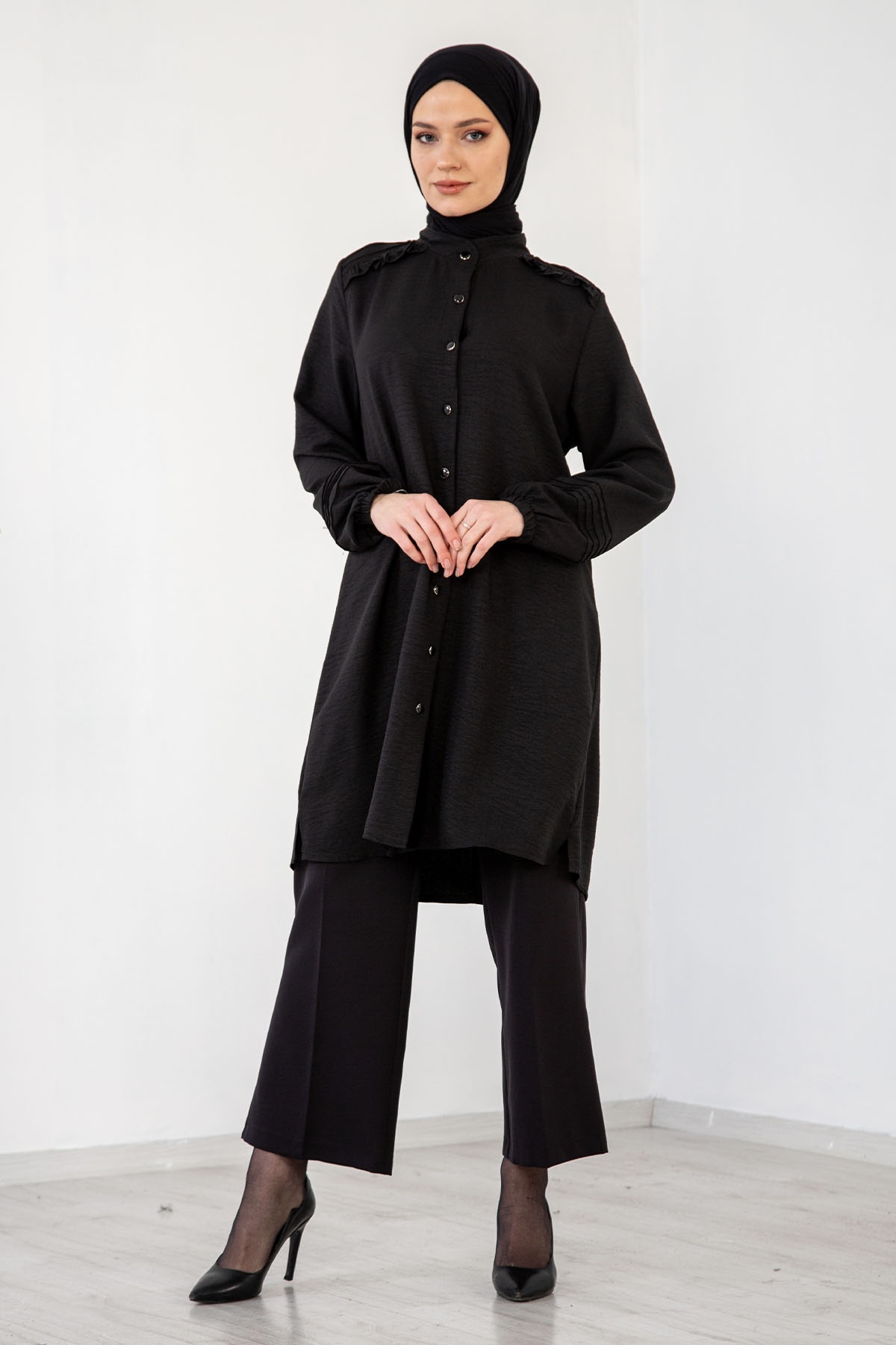 N7610 Nervür Tunik 48-54 - Siyah - 2