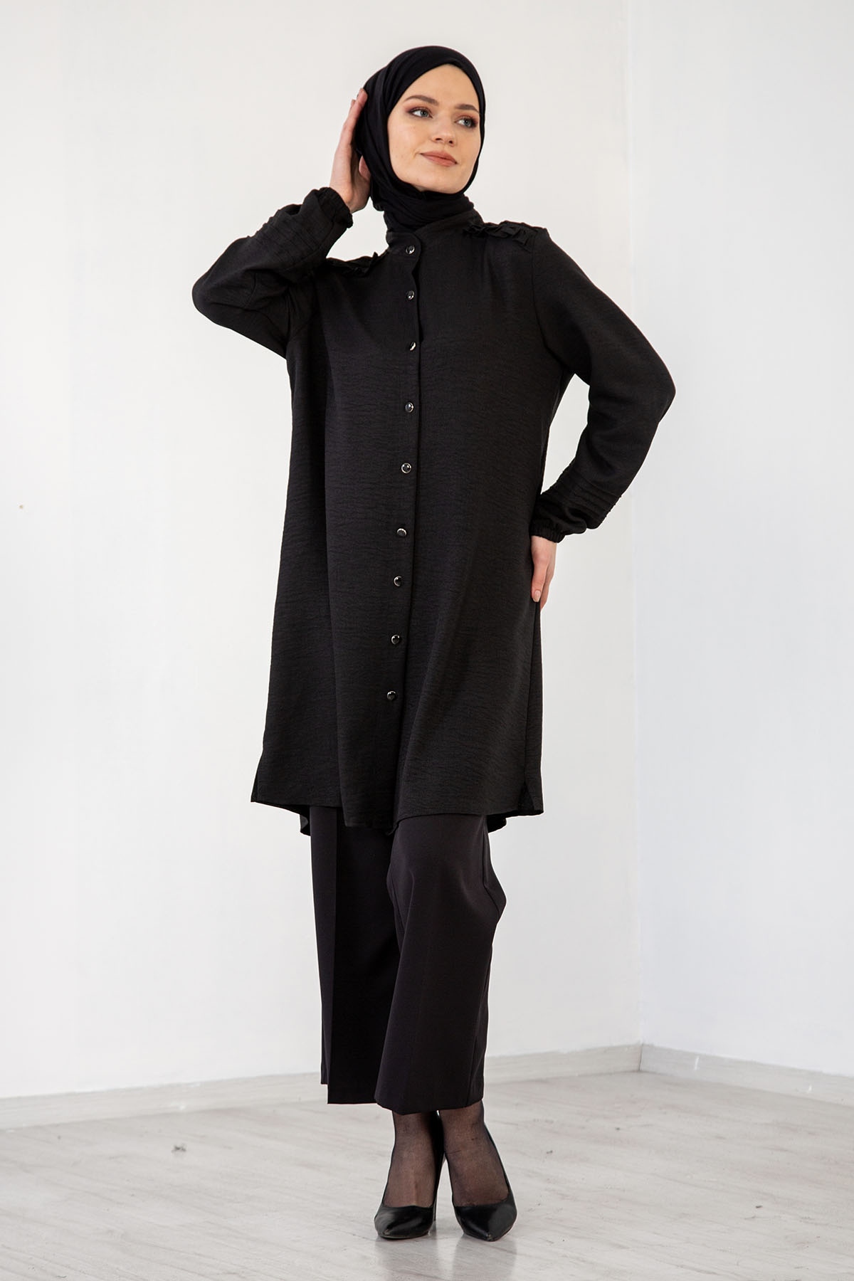 N7610 Nervür Tunik 48-54 - Siyah - 3