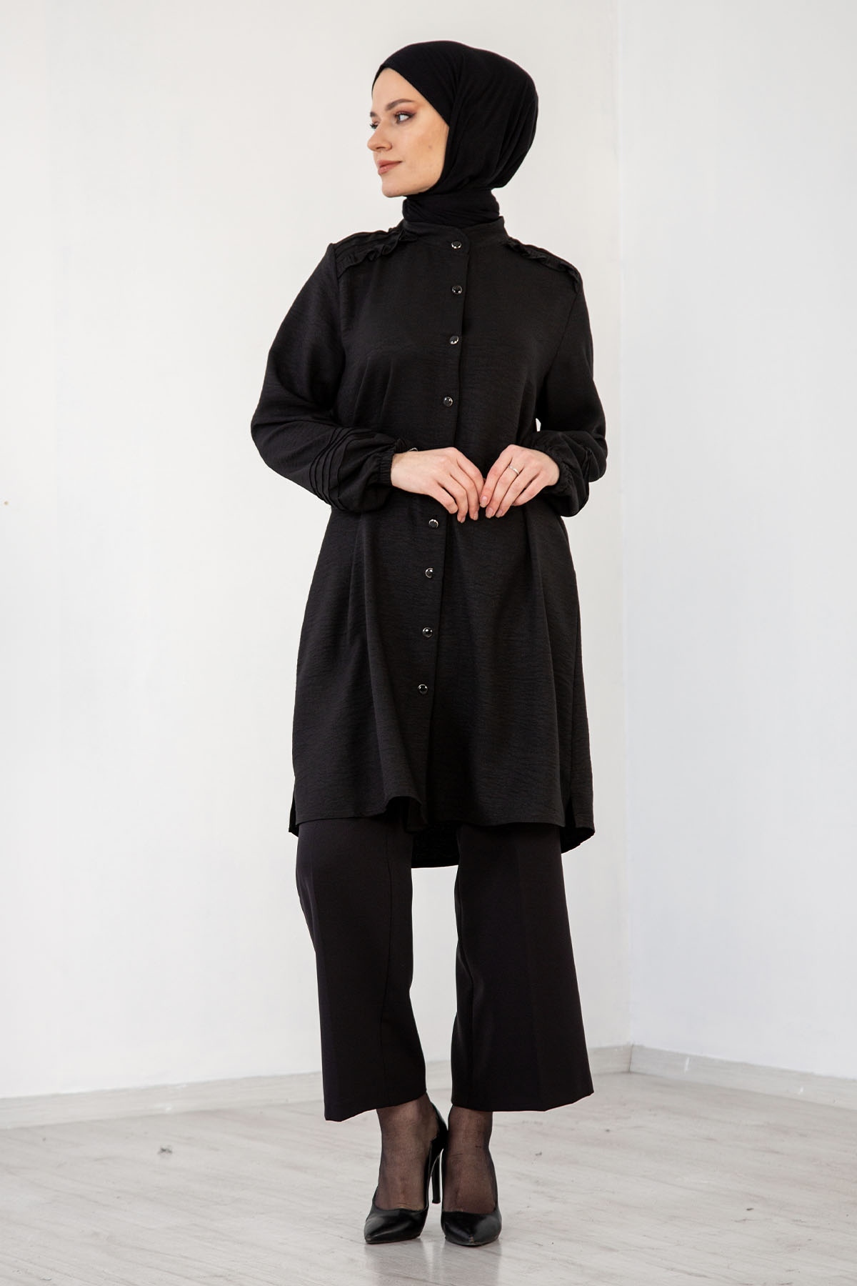 N7610 Nervür Tunik 48-54 - Siyah - 4