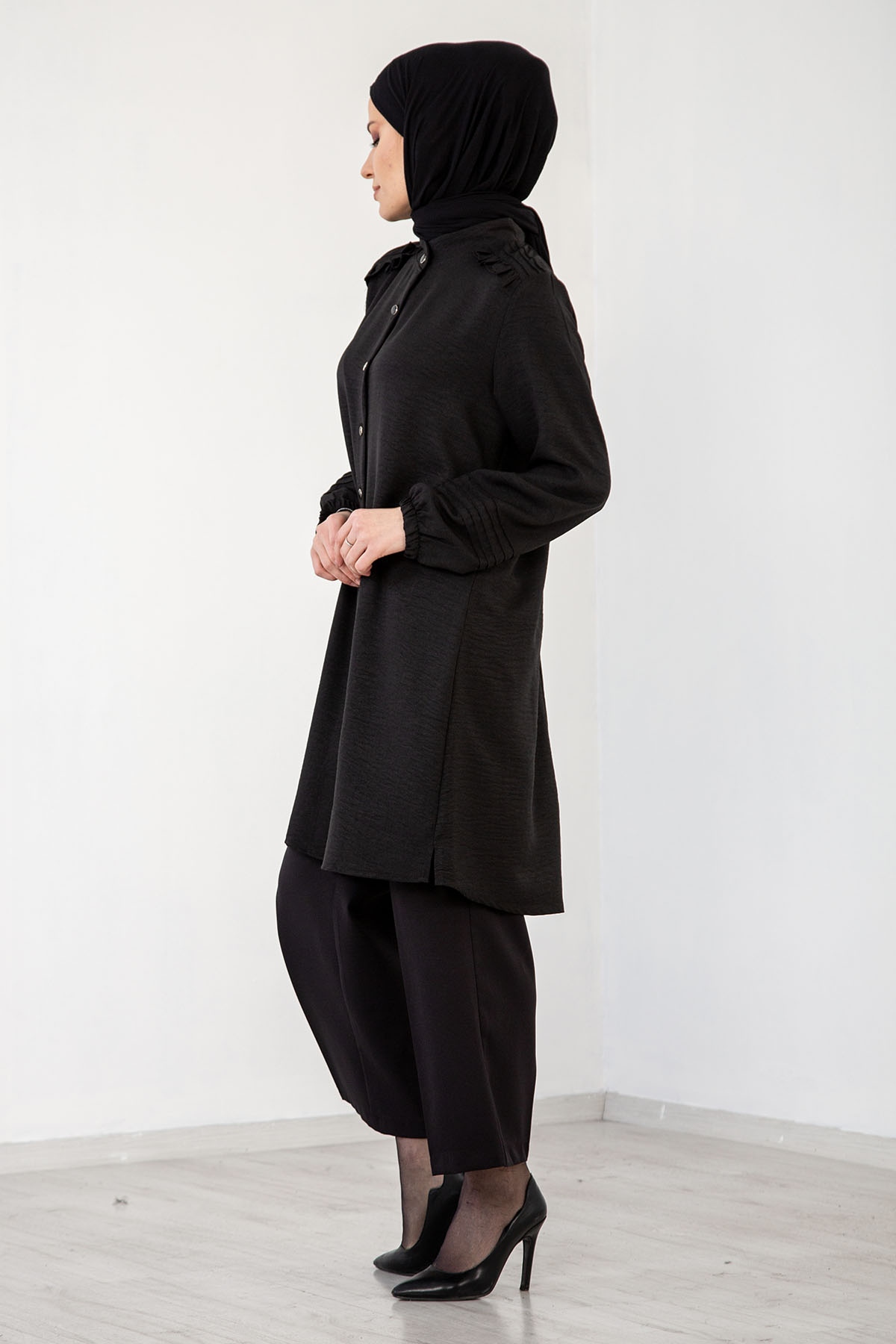 N7610 Nervür Tunik 48-54 - Siyah - 5