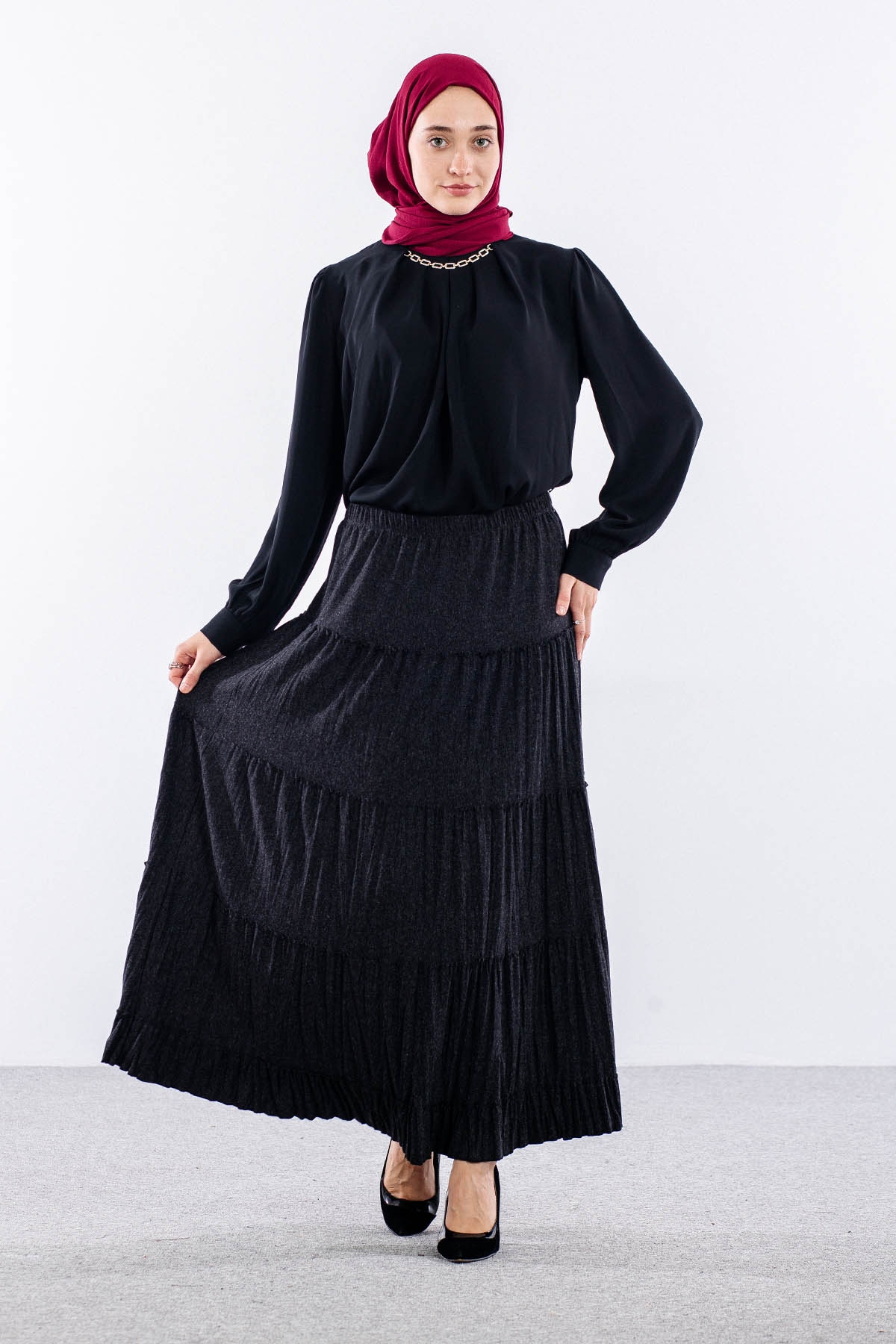 N8630 Etek 3-4-5-6-7 Yün Kumas - Siyah - 2