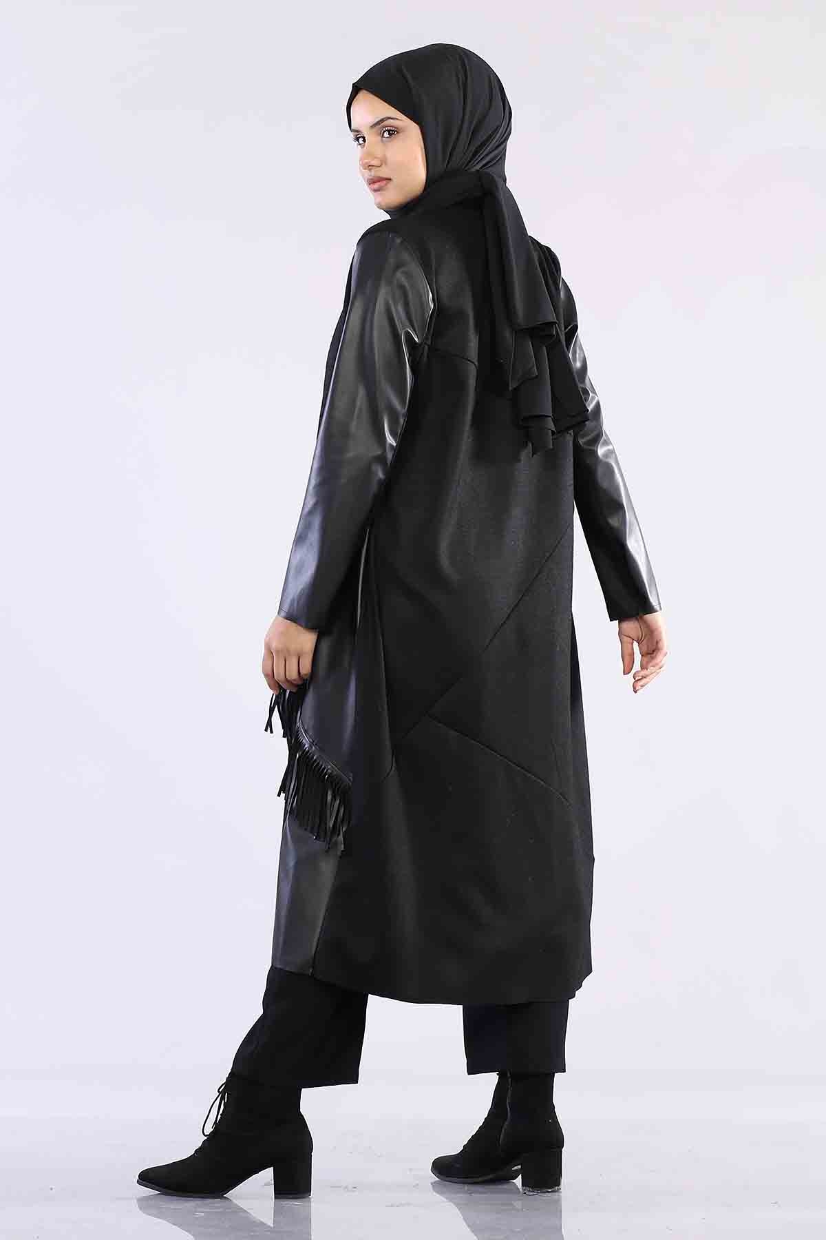 R2239 Deri Kombinli Keçe 1-2-3-4 - Siyah - 5