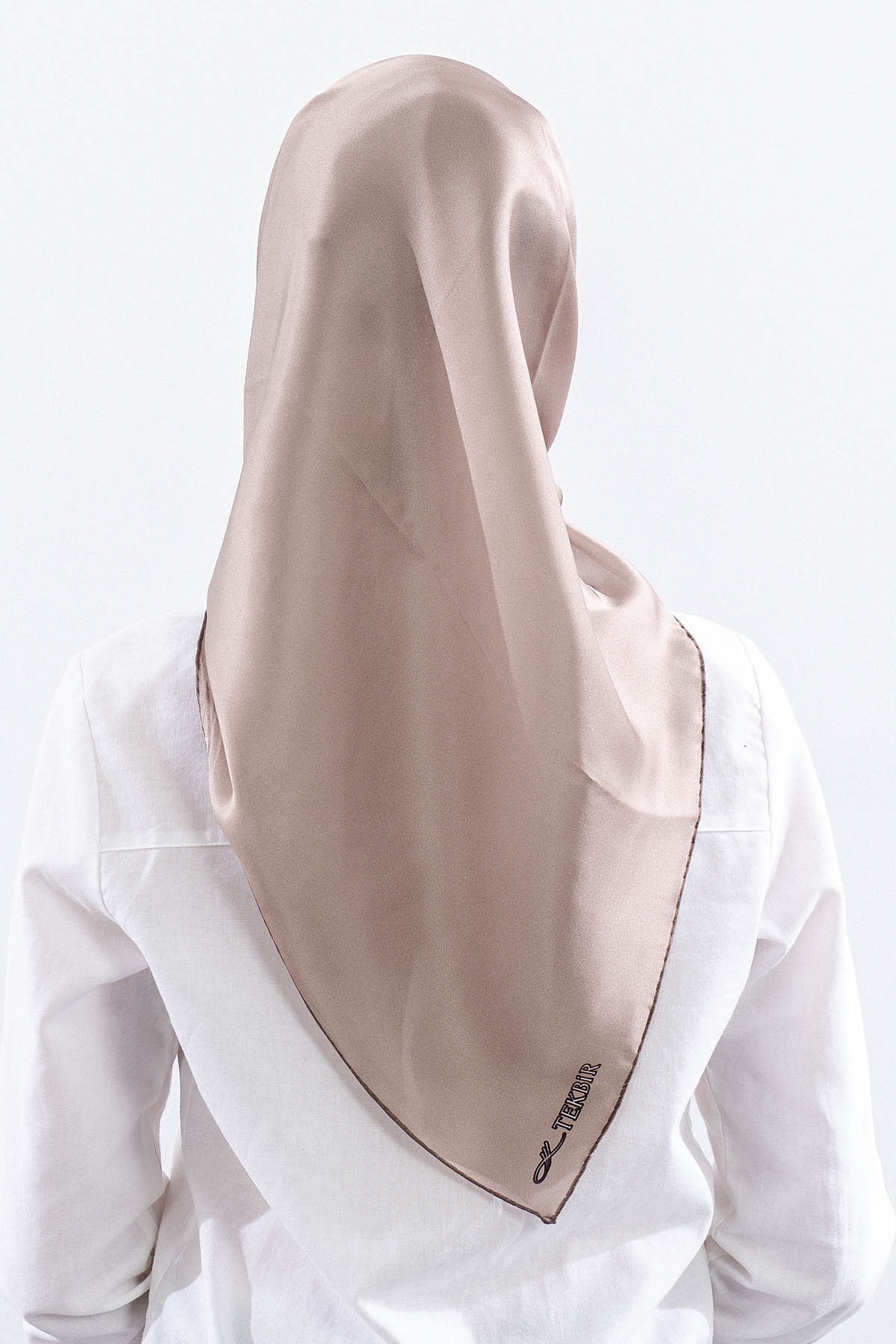 Sade İpek Eşarp 90*90 Sura Kumas - Vizon - 4