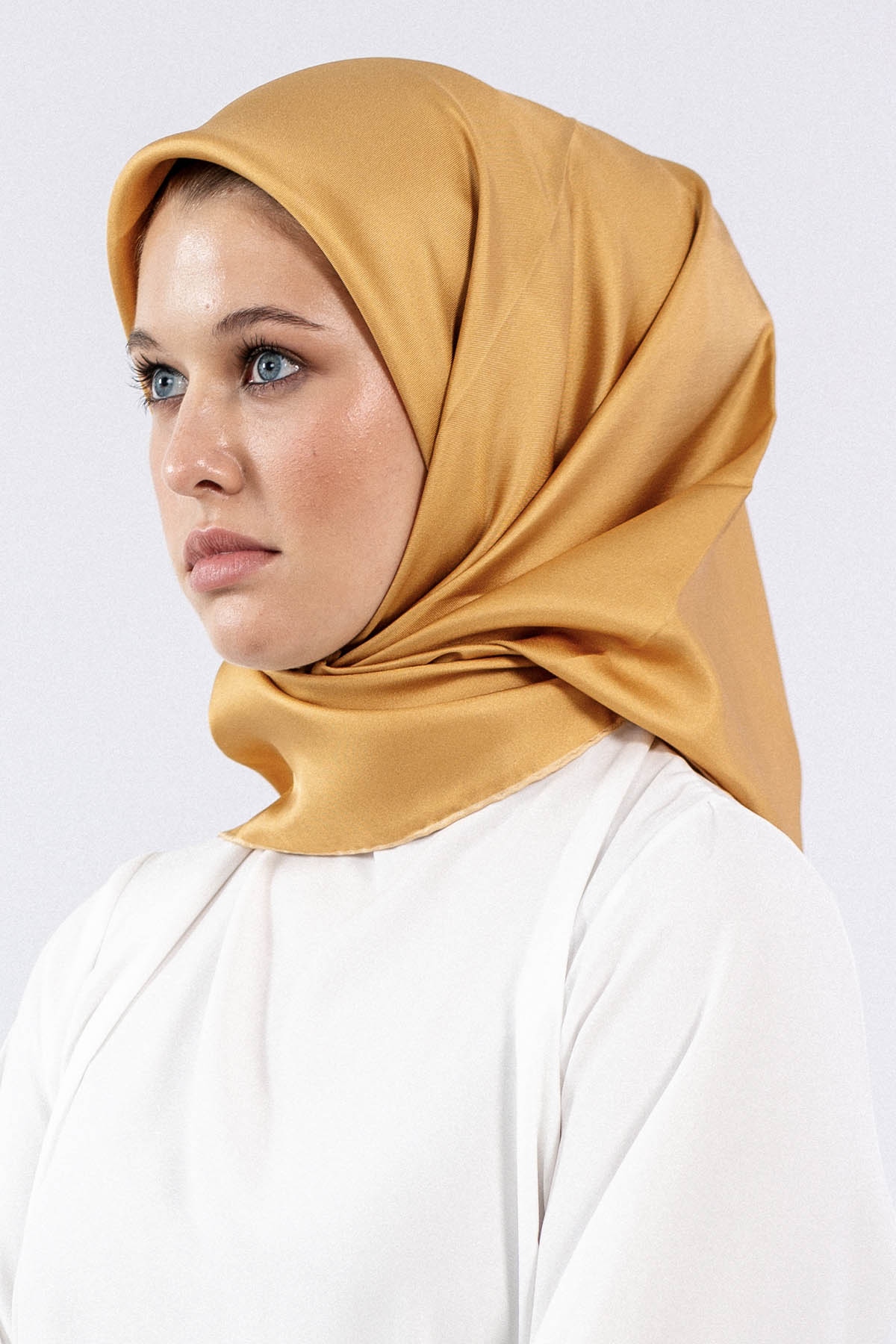 Sade İpek Eşarp Tvil - Altin - 1