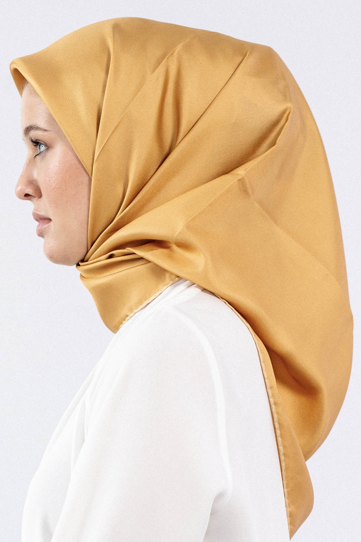 Sade İpek Eşarp Tvil - Altin - 2