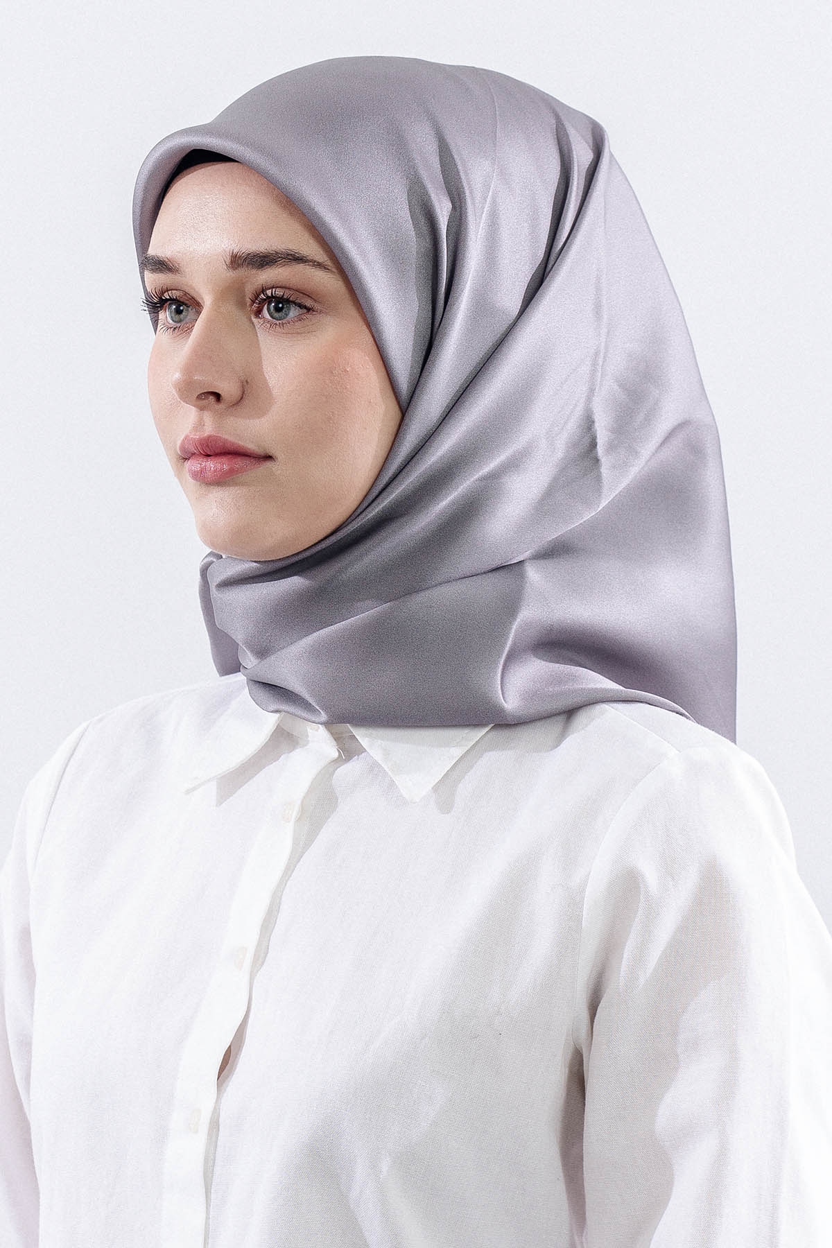 Sade İpek Eşarp Tvi̇l İpek - Antrasit - 2