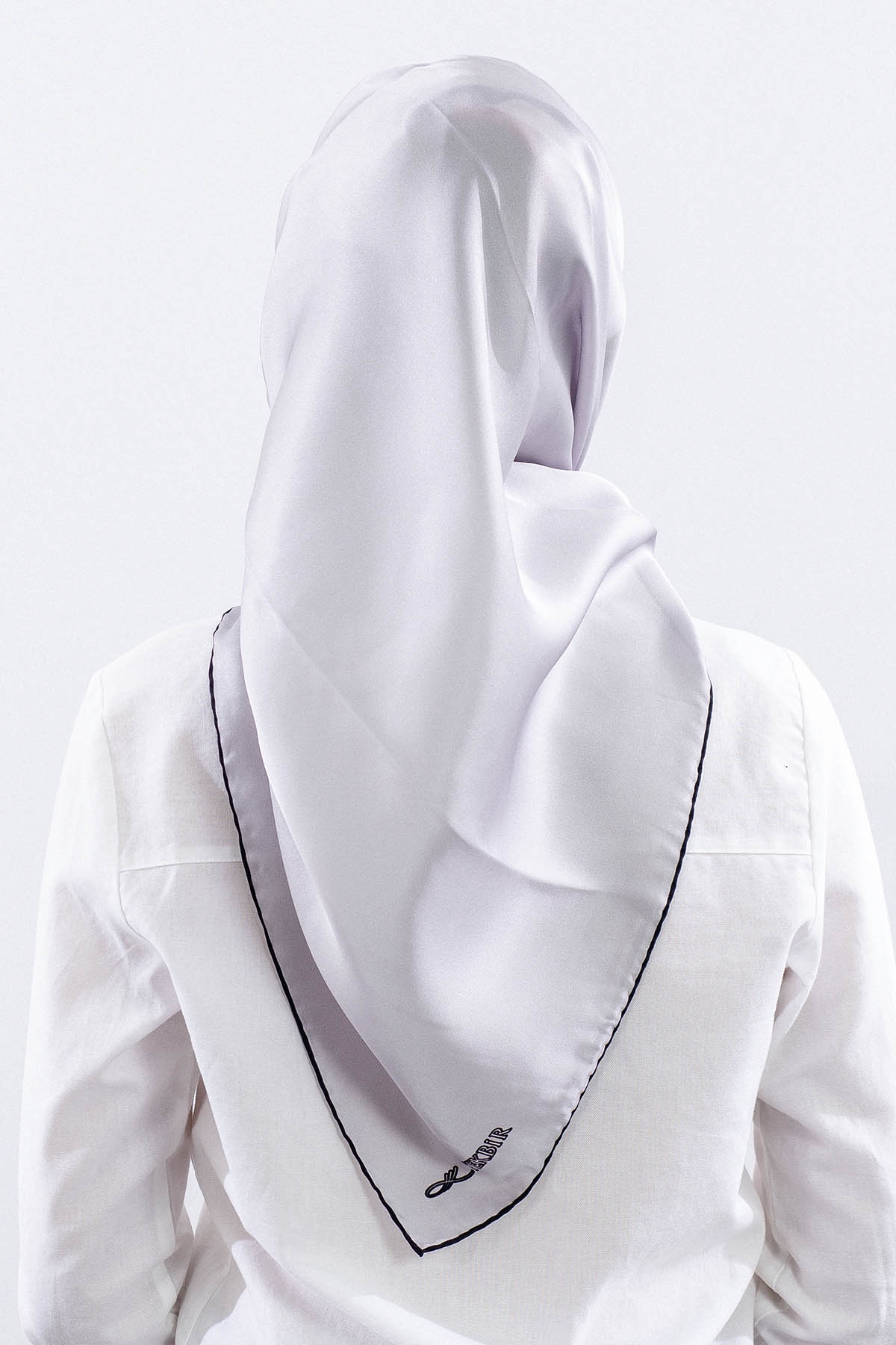 Sade İpek Eşarp Tvi̇l İpek - Gri_siyah - 4