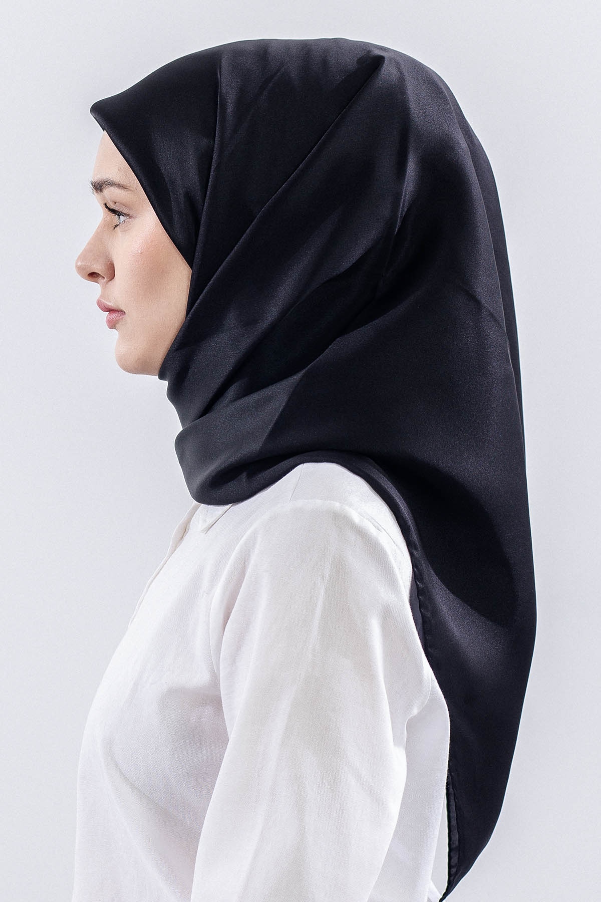 Sade İpek Eşarp Tvi̇l İpek - Siyah - 3