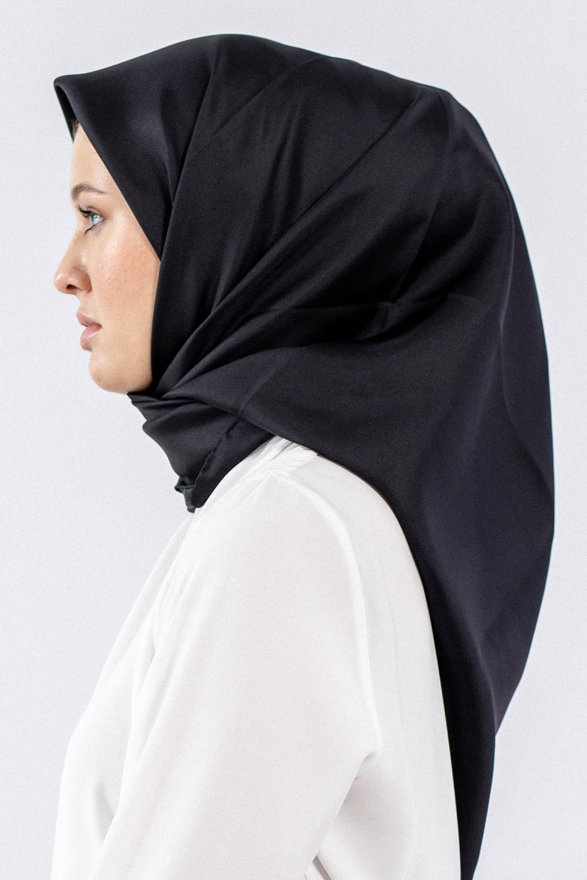 Sade İpek Eşarp Tvil - Siyah - 2