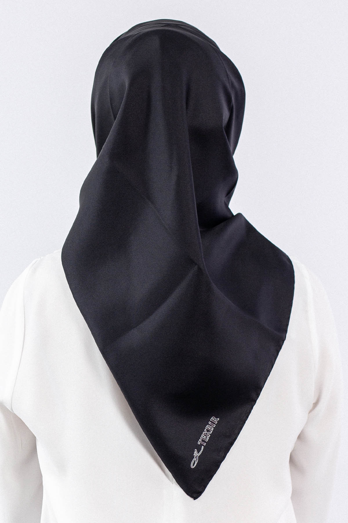 Sade İpek Eşarp Tvil - Siyah - 3