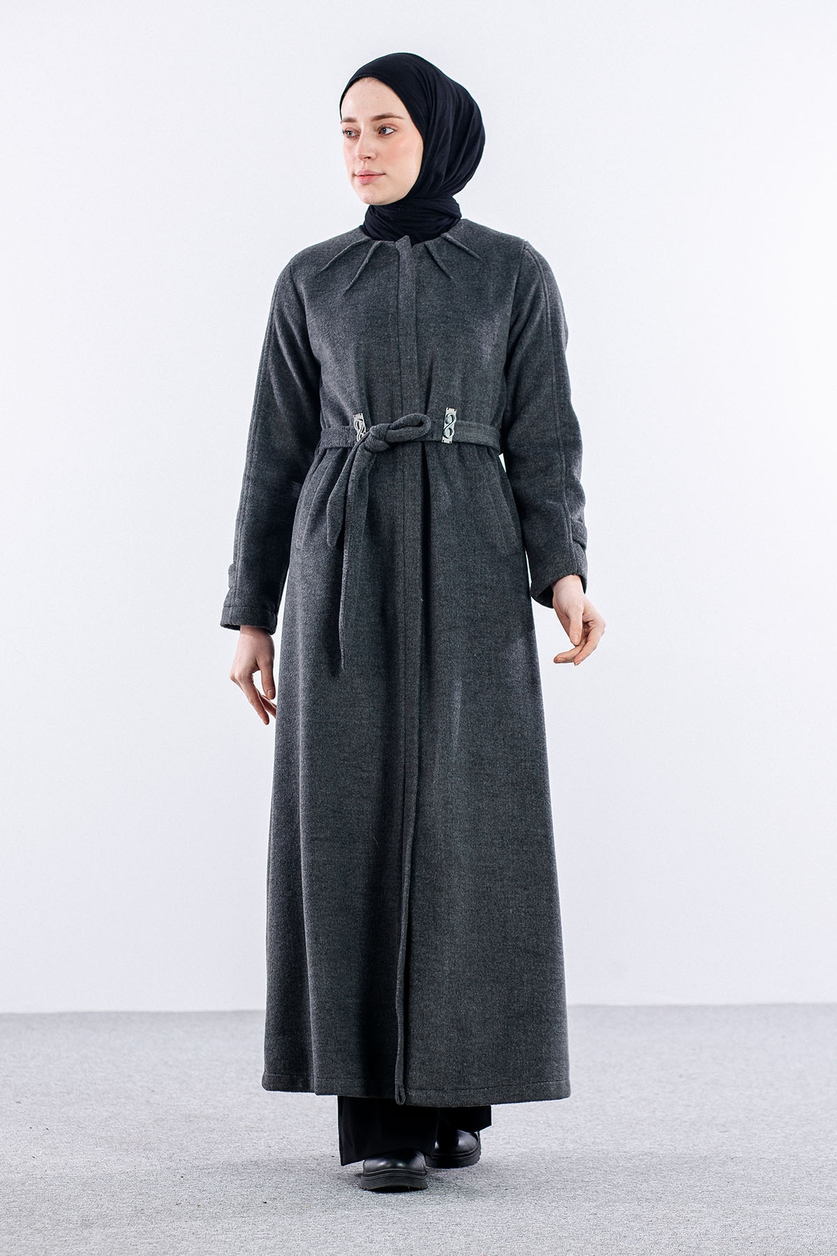 Serçe Kaşe Manto 38-46 - Antrasit - 1