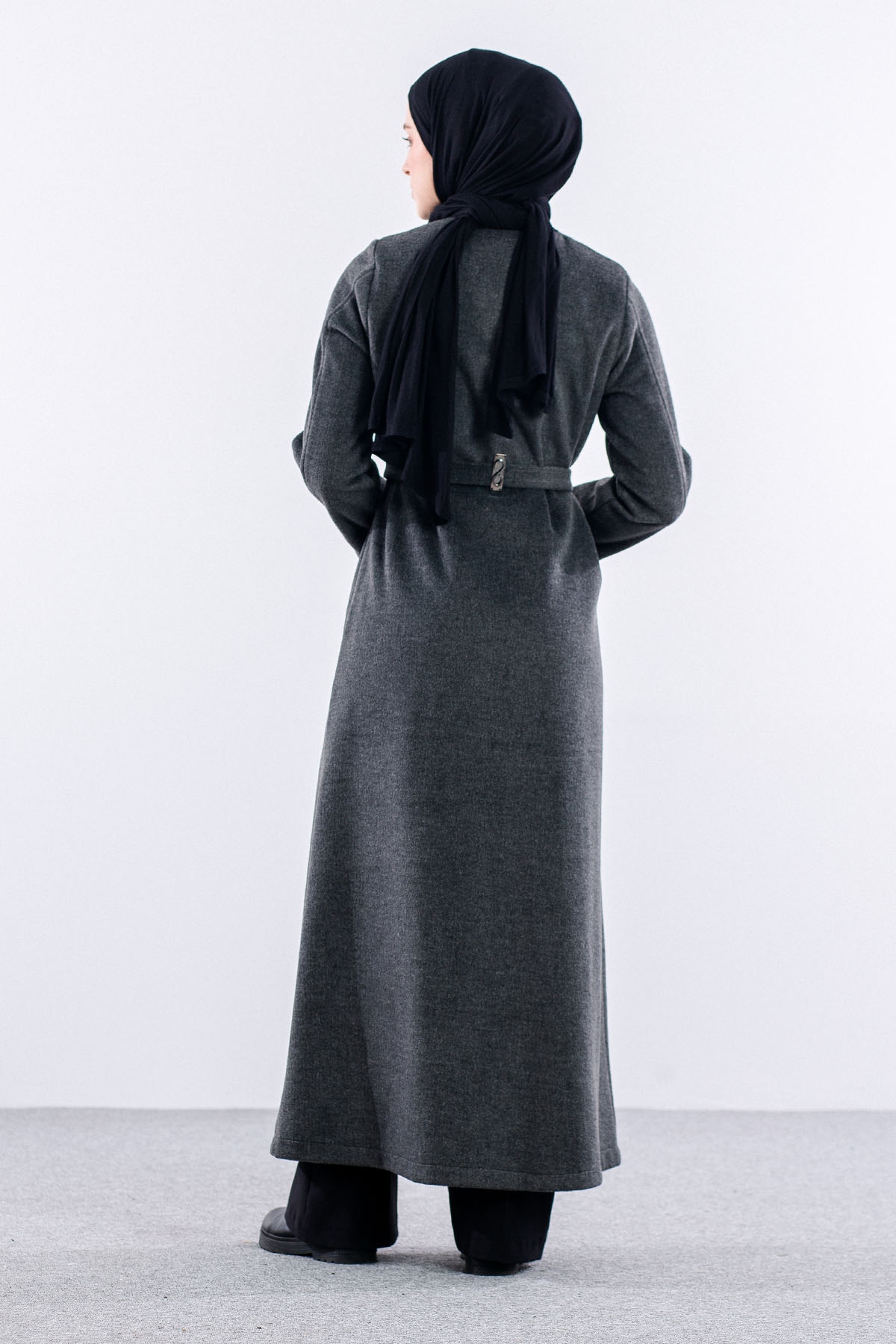 Serçe Kaşe Manto 38-46 - Antrasit - 5