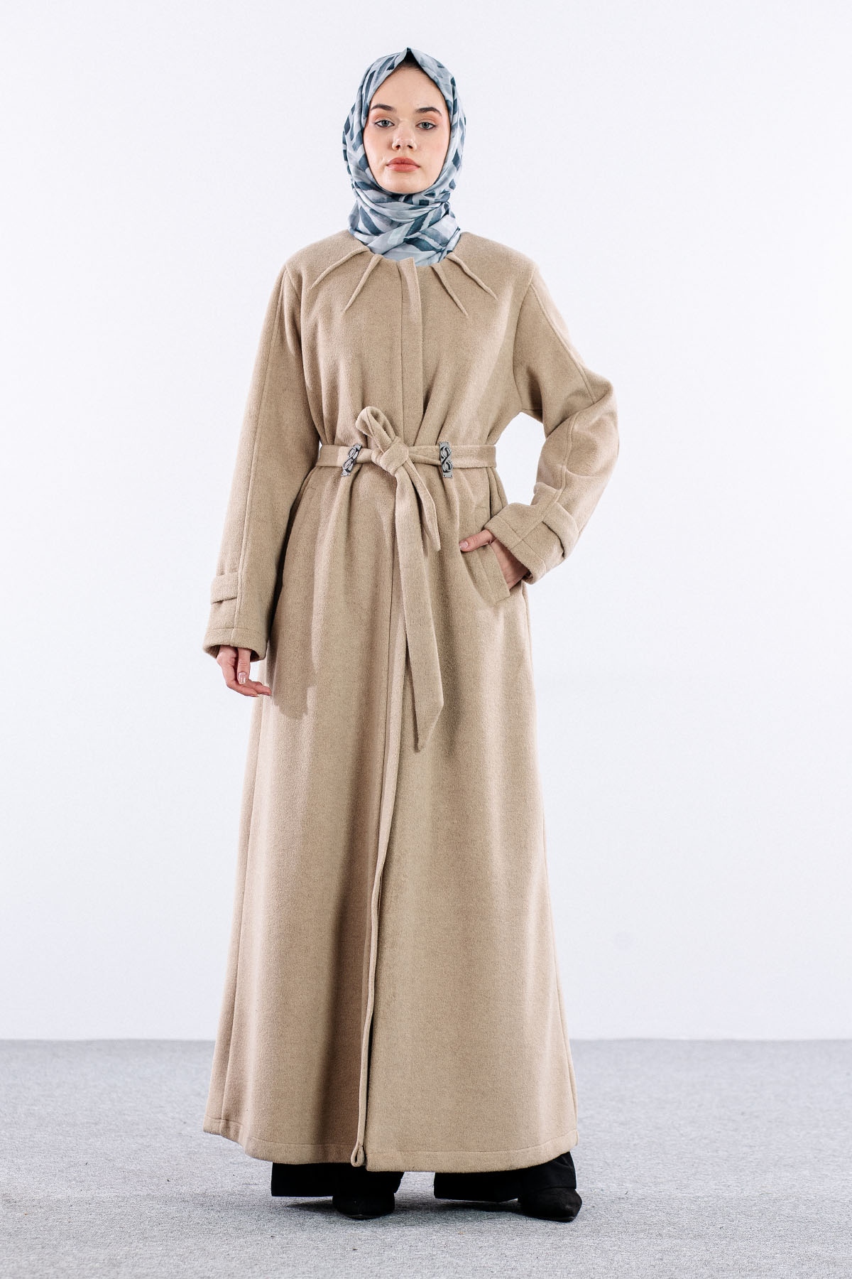 Serçe Kaşe Manto 38-46 - Bej - 1