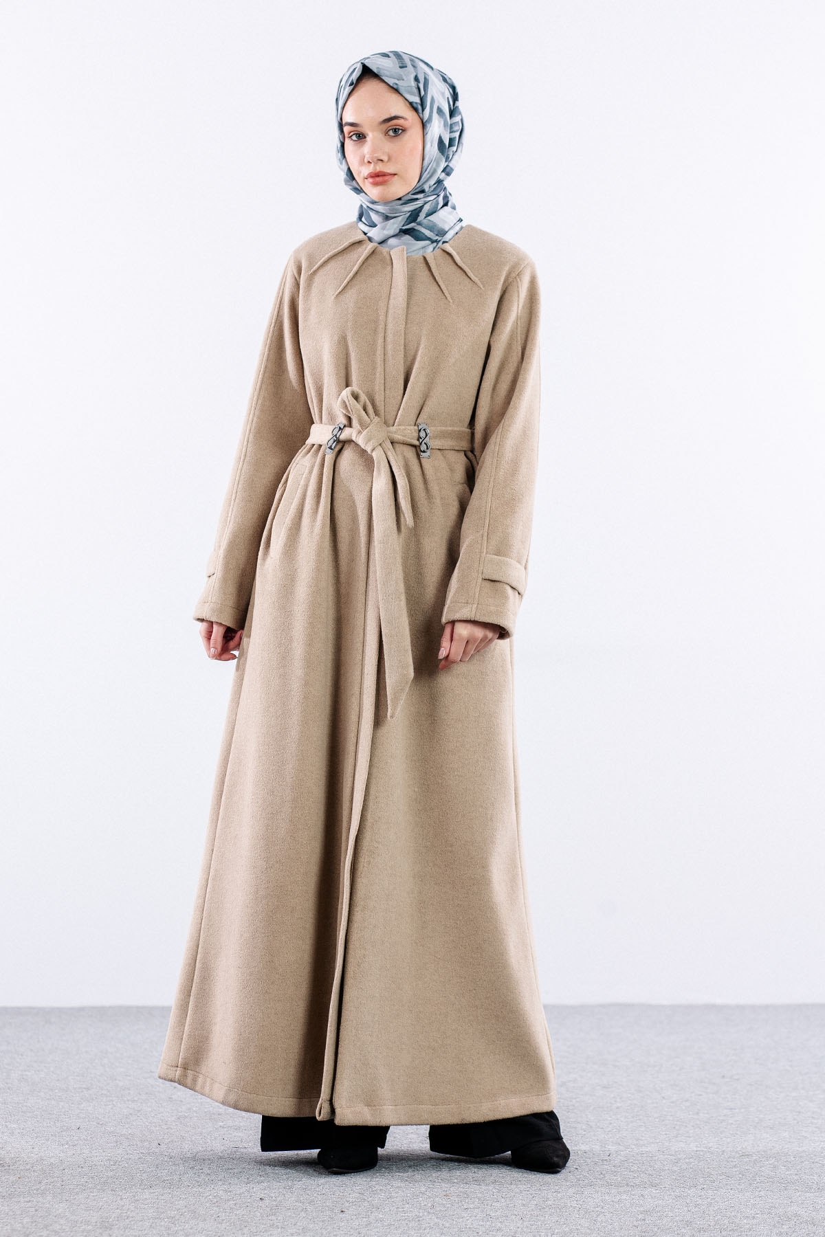 Serçe Kaşe Manto 38-46 - Bej - 2