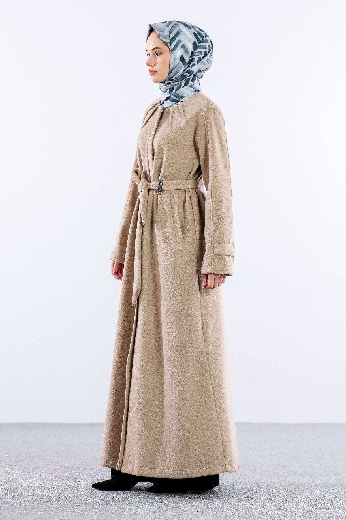 Serçe Kaşe Manto 38-46 - Bej - 3