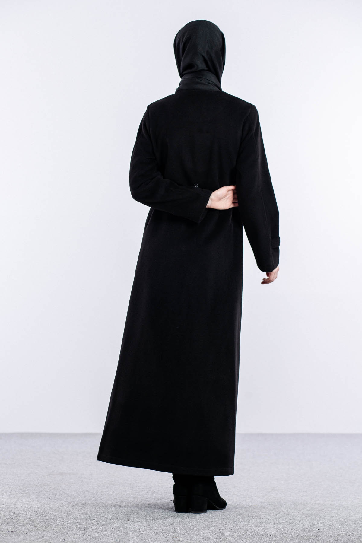 Serçe Kaşe Manto 38-46 - Siyah - 5