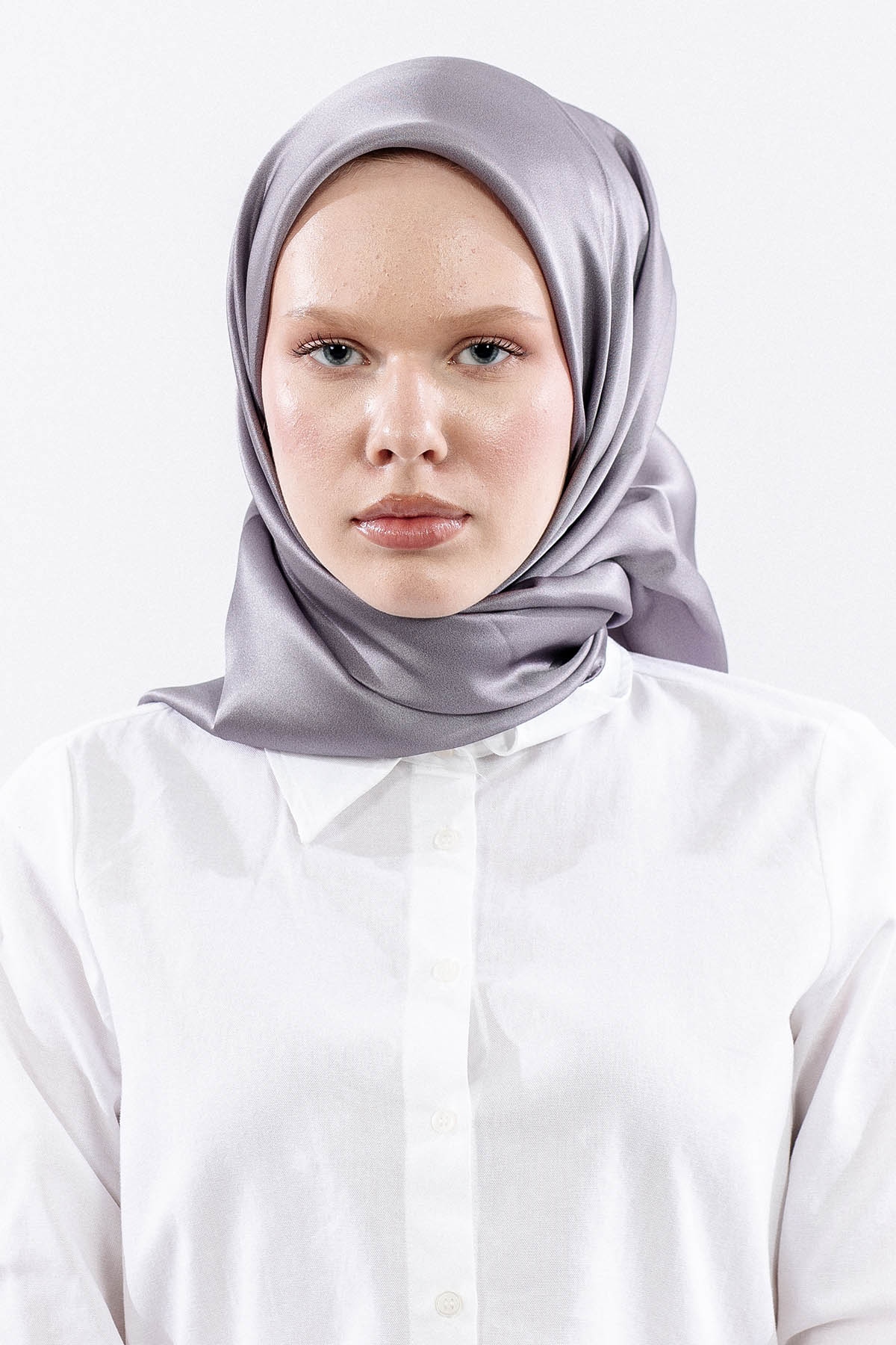 Sura İpek Eşarp 90*90 Sade - Antrasit - 1