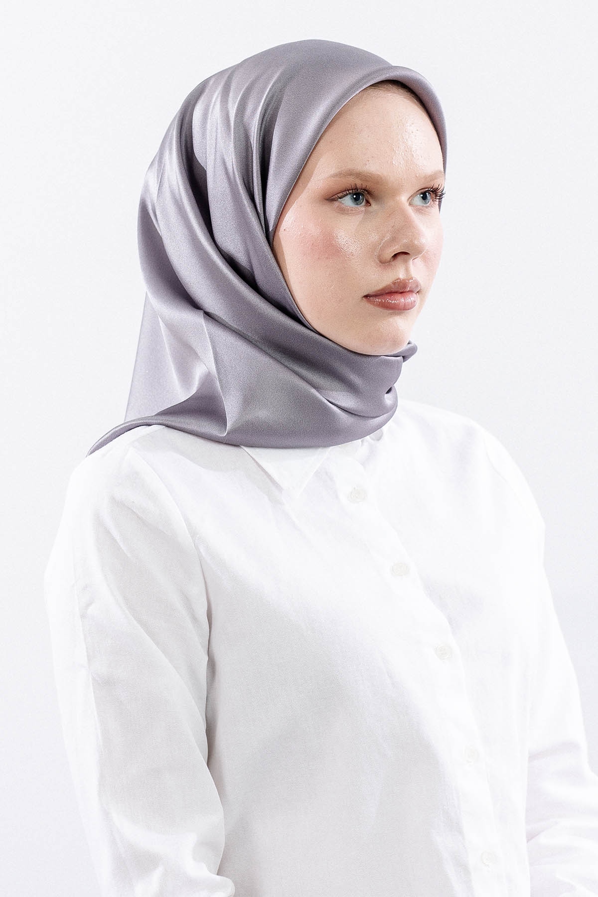 Sura İpek Eşarp 90*90 Sade - Antrasit - 2