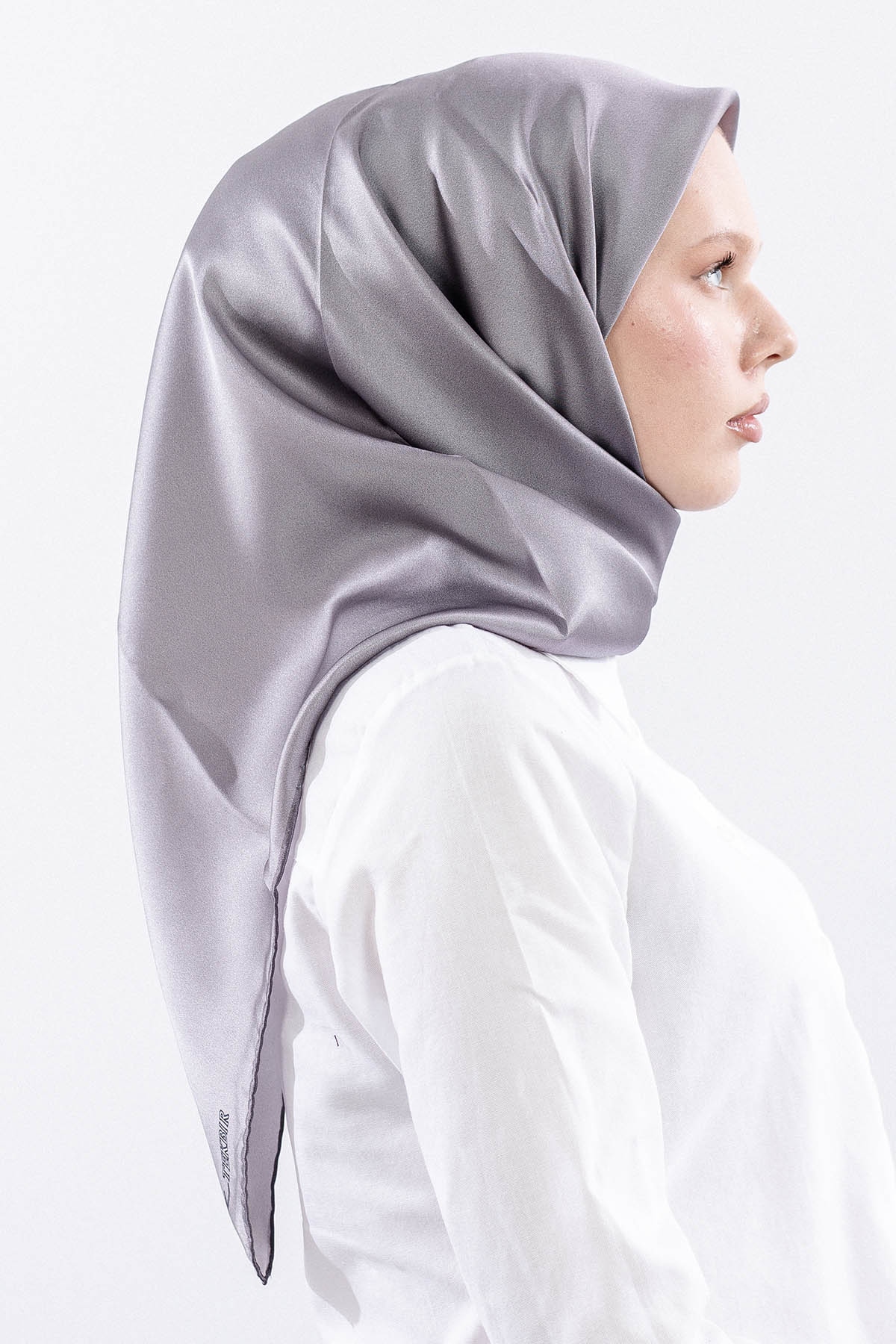 Sura İpek Eşarp 90*90 Sade - Antrasit - 3