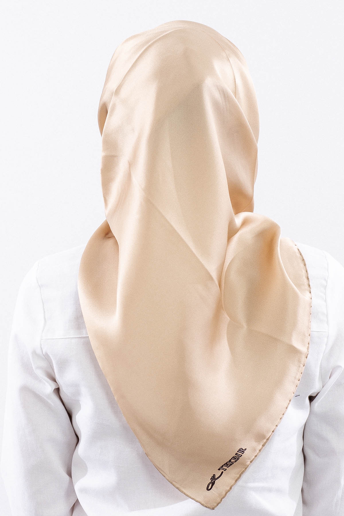 Sura İpek Eşarp 90*90 Sade - Bej - 4