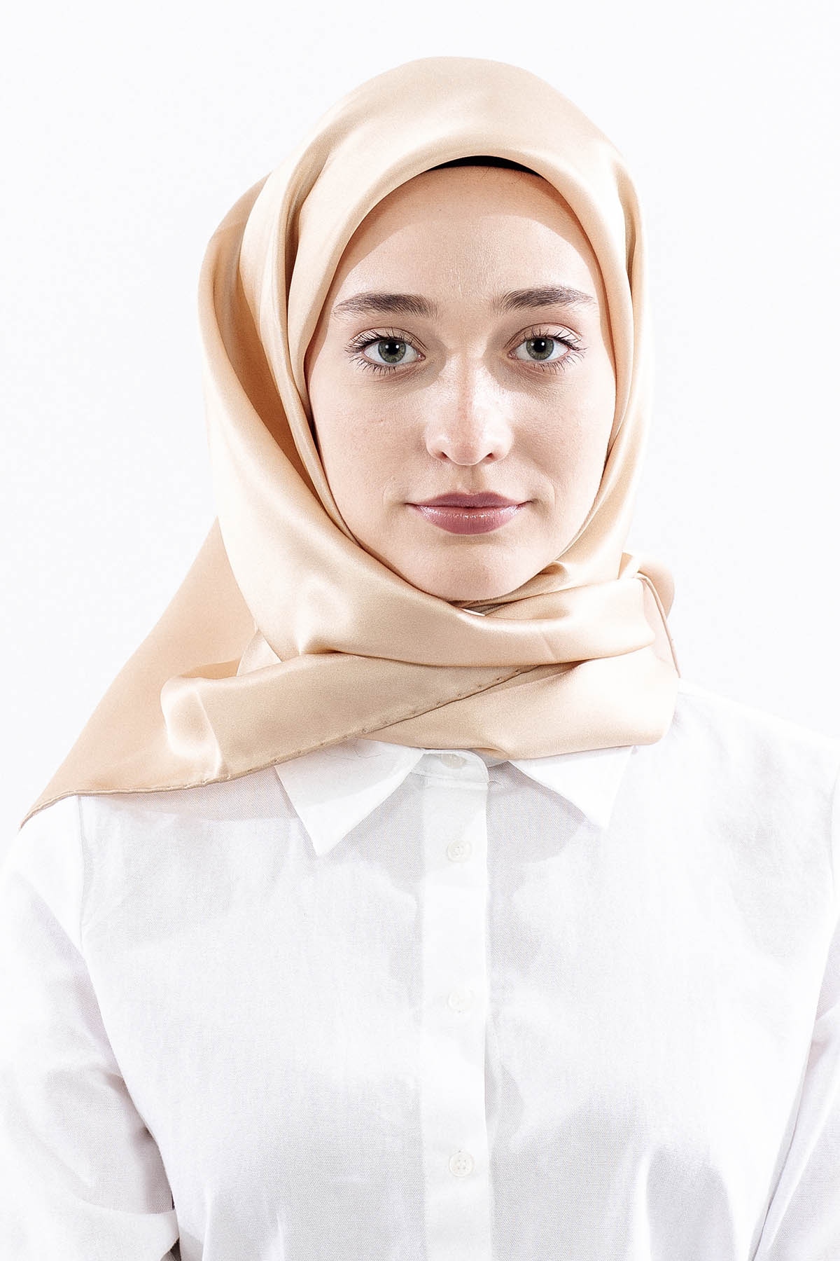 Sura İpek Eşarp 90*90 Sade - Gold - 1